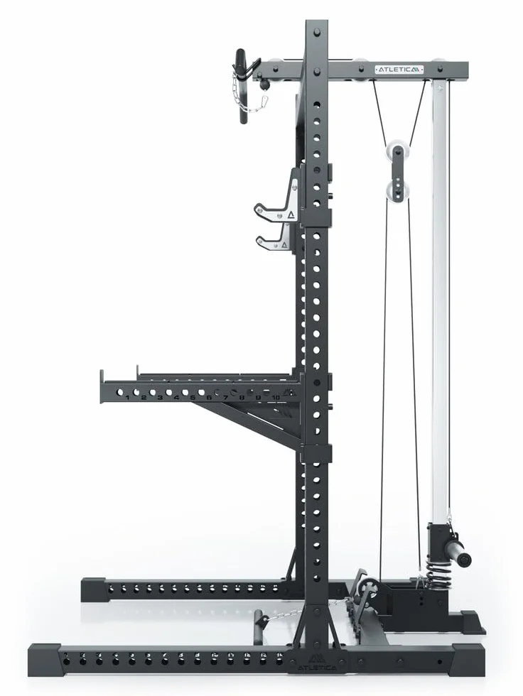 ATLETICA R7 Rider Plate Load Squat Rack z podciągnięciem modułowa rozbudowa Deadlift Station dwie wysokości