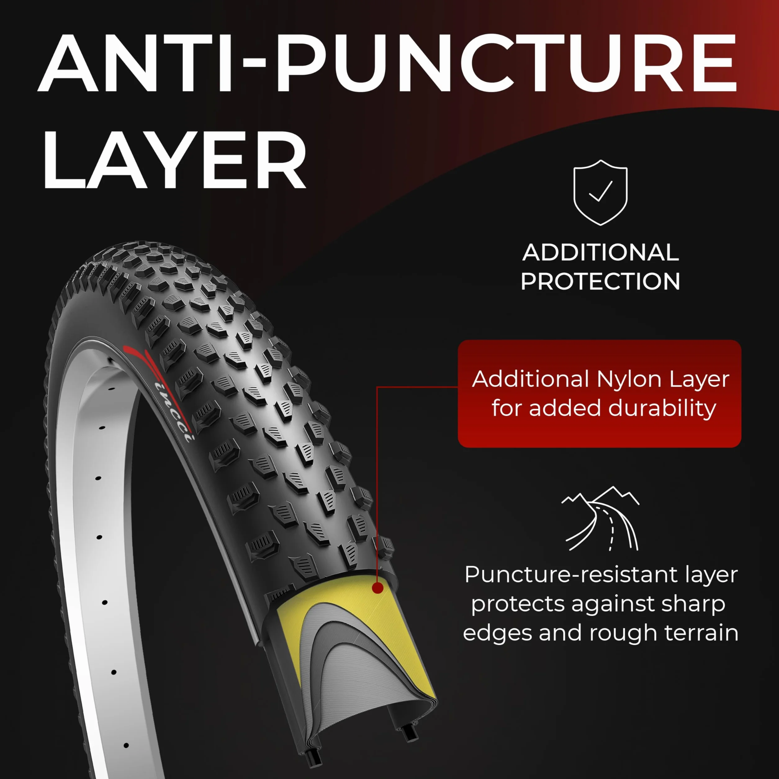 Fincci Składana opona rowerowa 29 x 2,10 52-622 z ochroną przed przebiciem 1 mm, do hybrydowego roweru szosowego MTB, z oponami 29 x 2,10