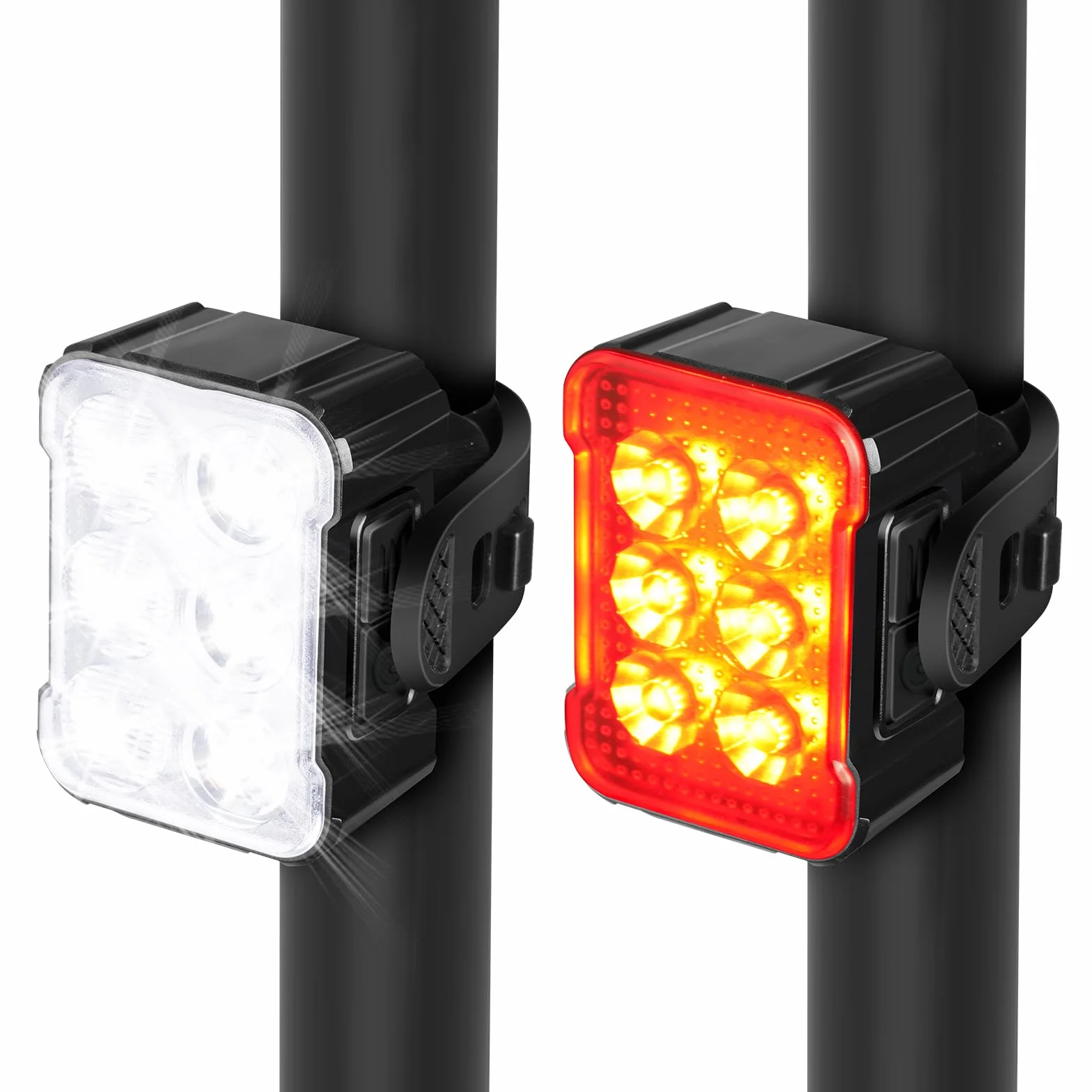 Ainiv Bike Lights Front and Rear, Wodoodporne LED Bike Light, Ultra Slim USB Rechargeable Bike Lights, Zestaw świateł rowerowych do jazdy na rowerze, MTB, rower hybrydowy, jazda nocna