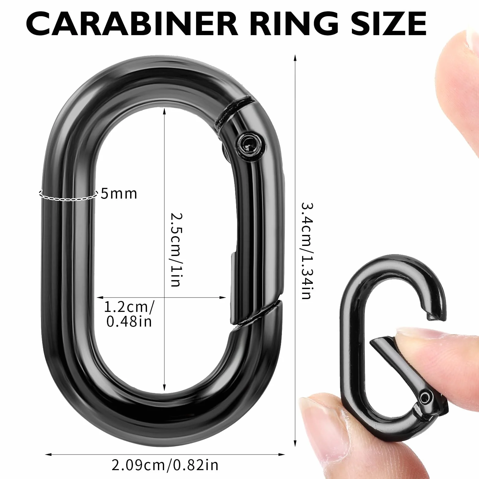 10 sztuk małych karabińczyków 1 cala, czarny karabińczyk do wspinaczki, pierścień o-ring, mały karabińczyk, czarny, nadaje się do breloczków do kluczy samochodowych i portmonetek, części zamiennych