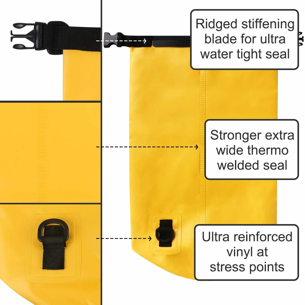 flintronic® Wodoszczelna torba, 10 l, z podwójnym paskiem na ramię, do pływania łodzią, wędkowania, raftingu, pływania, na kemping, 2 wodoszczelne woreczki na telefon w zestawie