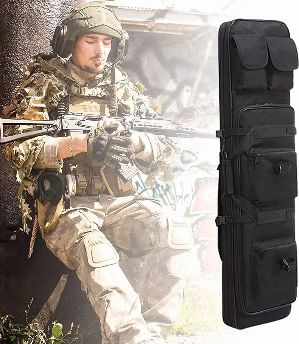 Futerał Na Broń Długi Taktyczna Torba Na Broń Strzelba Airsoft 32/38/46 Cali Z Paskiem Na Ramię I 4 Kieszeniami