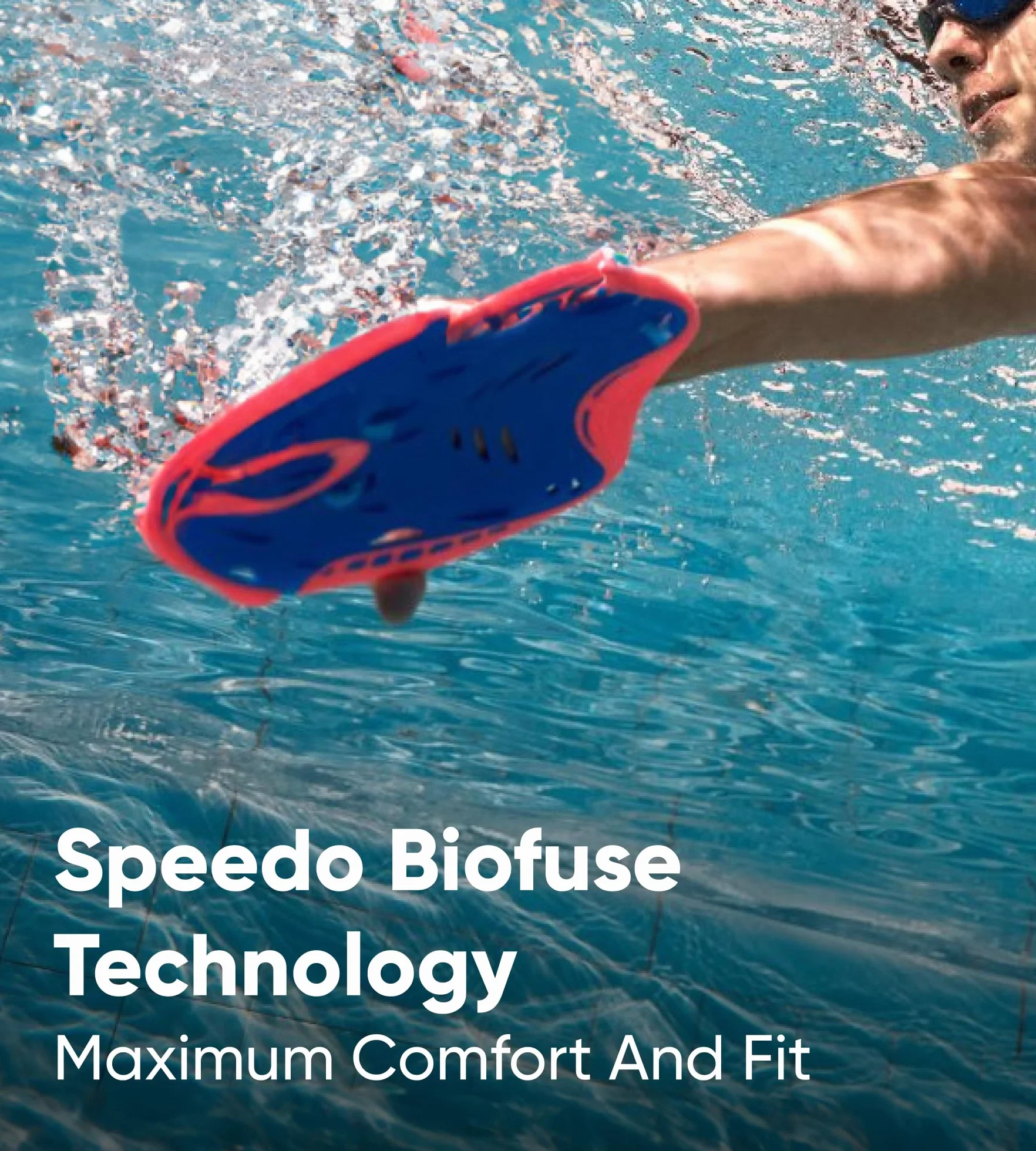 Speedo Biofuse Power Paddle trening pływania wiosło ręczne niebieski płomień/fluro mandarynka/niebieski basen L