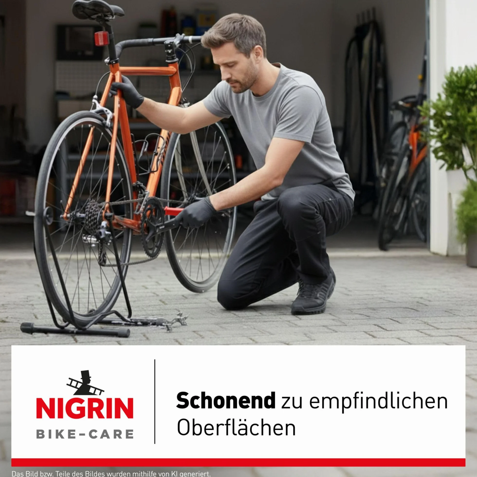 NIGRIN Szczotka do czyszczenia łańcucha rowerowego, 3 w 1, narzędzie wielofunkcyjne, do czyszczenia łańcuchów, zębatek, przerzutek, łatwa wymiana, czarna, czerwona, 1 sztuka