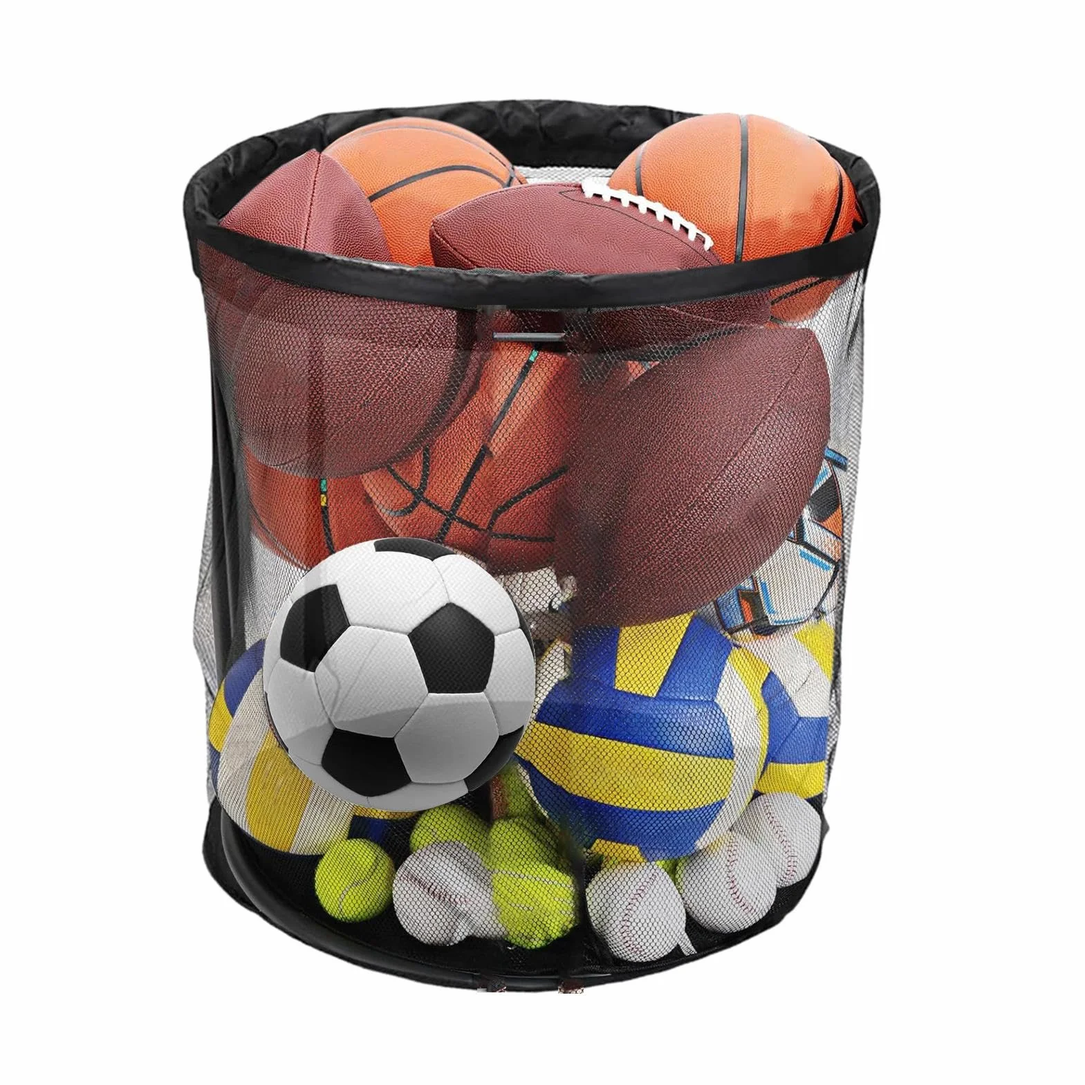 Ball Storage Basket – Large Capacity Sports Ball Organizer With Net | Heavy-Duty Outdoor Balls Holder For Pool, Patio, Garden, Deck | Durable Container Box For Basketballs, Soccer Balls, Volleyballs &