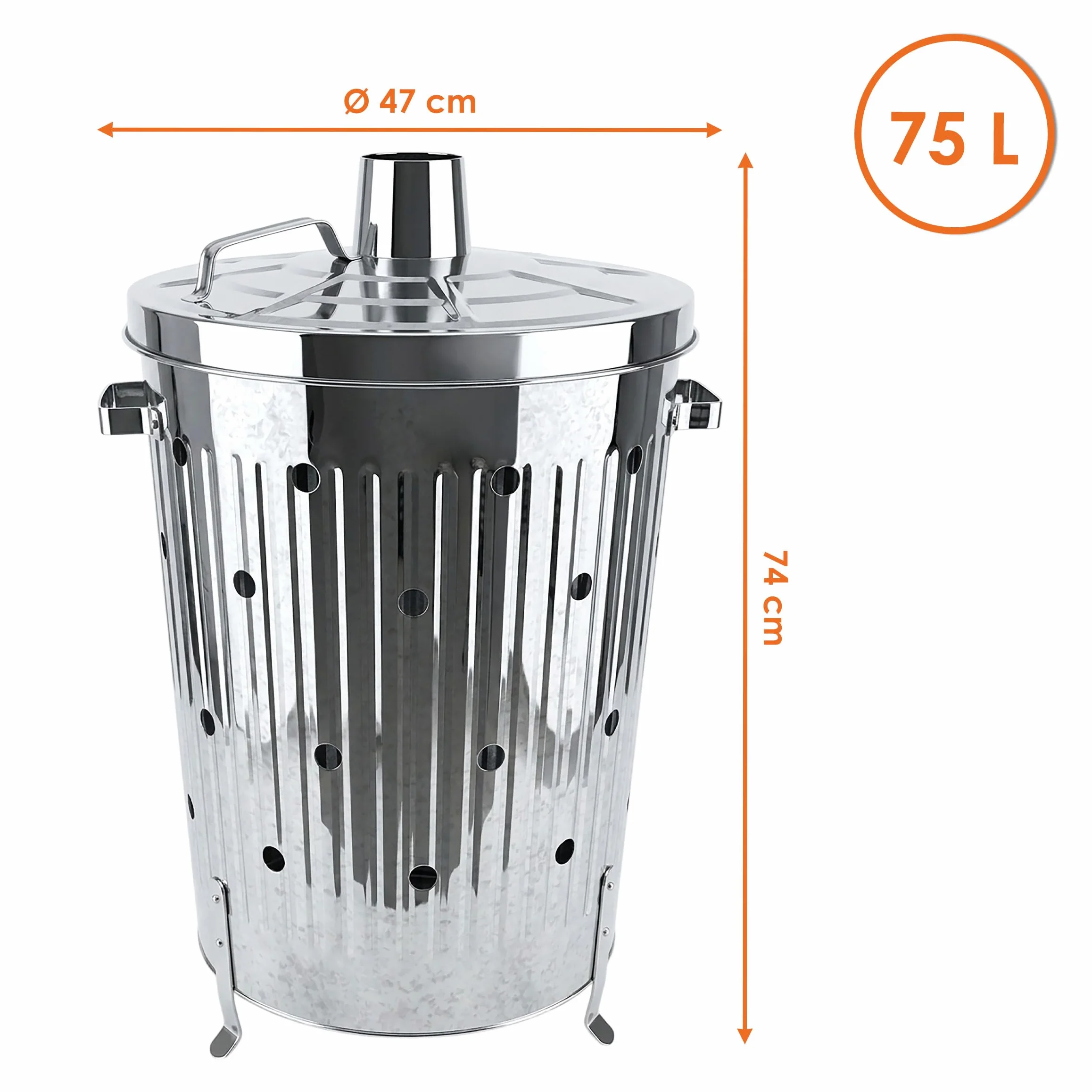 Pojemnik do spalania, 75 l, ocynkowany, ognisko, palenisko, palnik, piec tarasowy