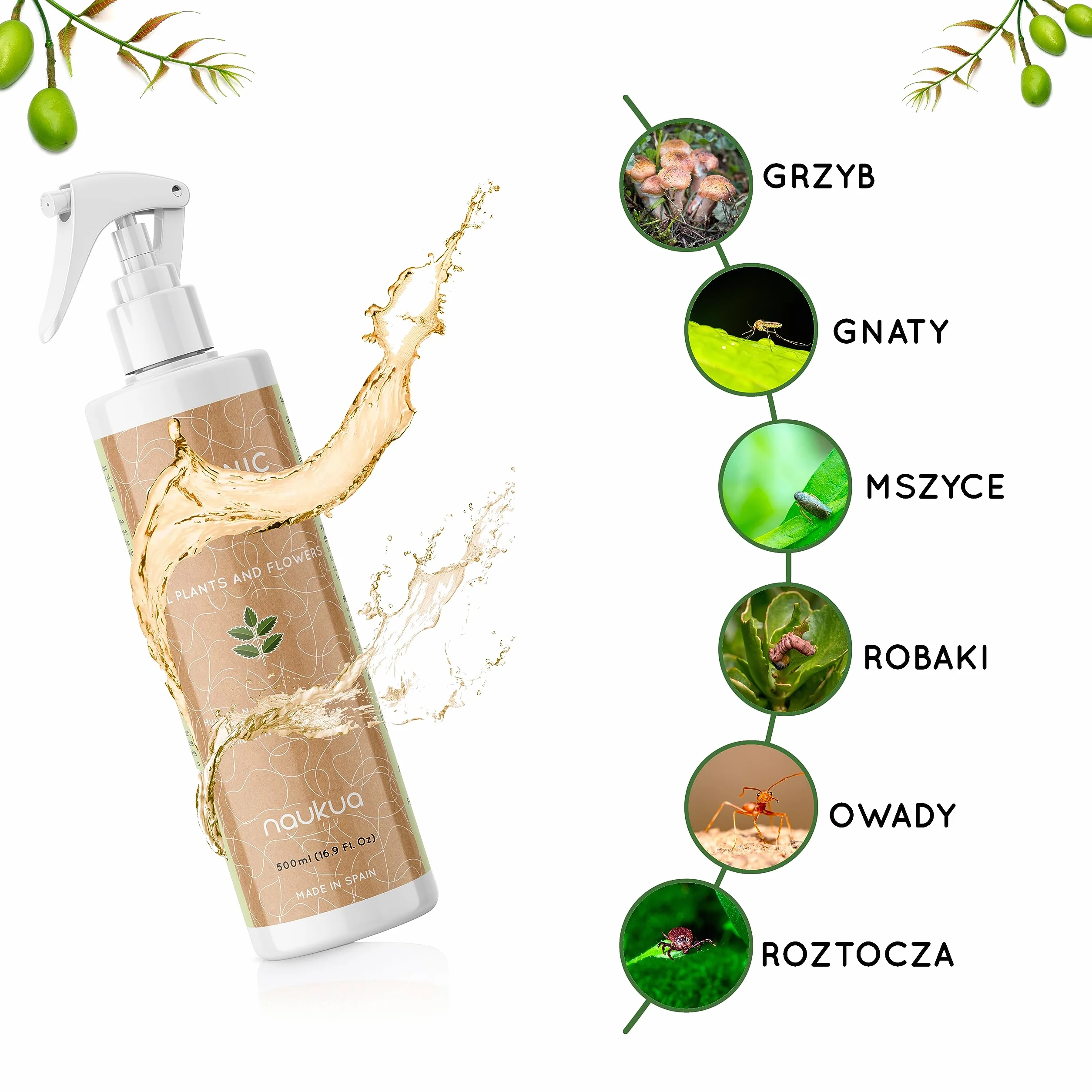 500ml Organiczny Olejek z Miodli Indyjskiej Do Roślin - 100% Naturalny i Nietoksyczny - Ochrona i Obrona Przed Wszystkimi Rodzajami Szkodników, Owadów i Chorób - Rośliny Wewnątrz i Na Zewnątrz - Gotowy Do Użycia Spray.