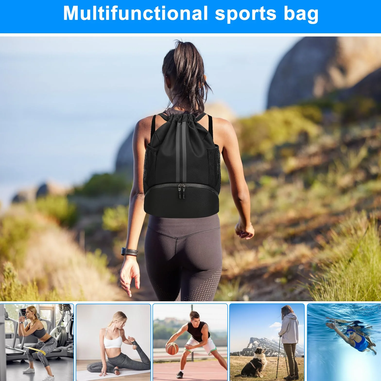 Plecak sportowy wodoszczelny dry bag z kieszenią na buty