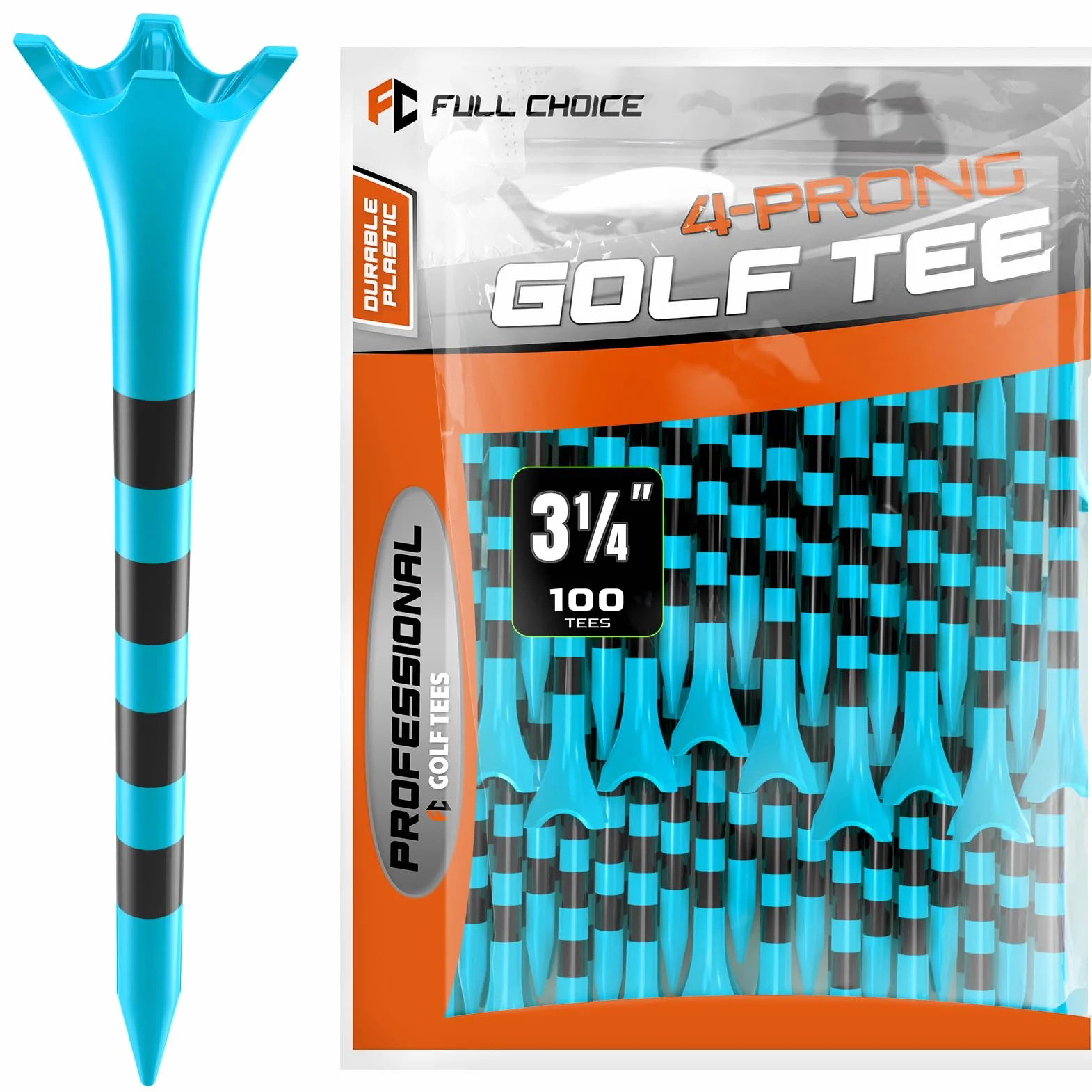 100 sztuk plastikowych koszulek golfowych 3-1/10.2 cm, zwiększona trwałość i stabilność, zaprojektowane w celu zminimalizowania tarcia i obrotu bocznego (niebieskie)