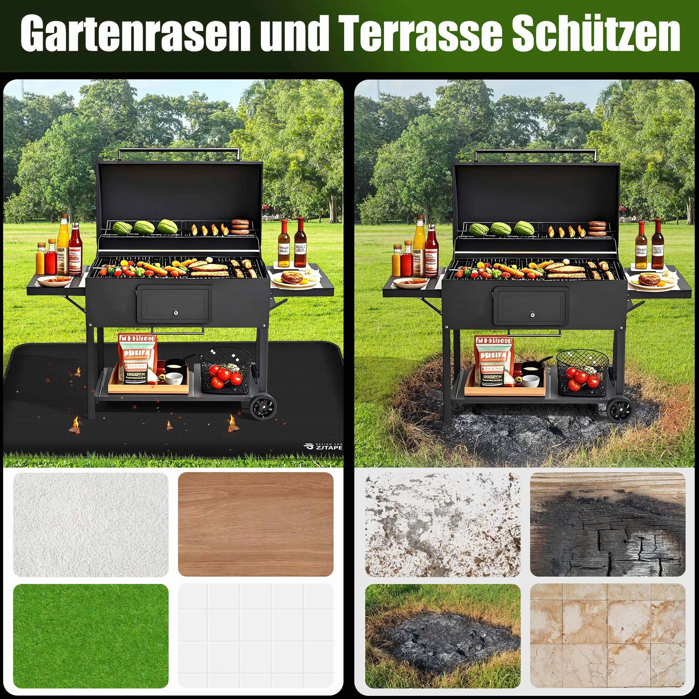 Ognioodporna podkładka, mata grillowa, grill gazowy – 130 x 90 cm, składana mata chroniąca przed wysoką temperaturą, podkładka pod grill, silikonowa mata z włókna szklanego, odporna na działanie wody