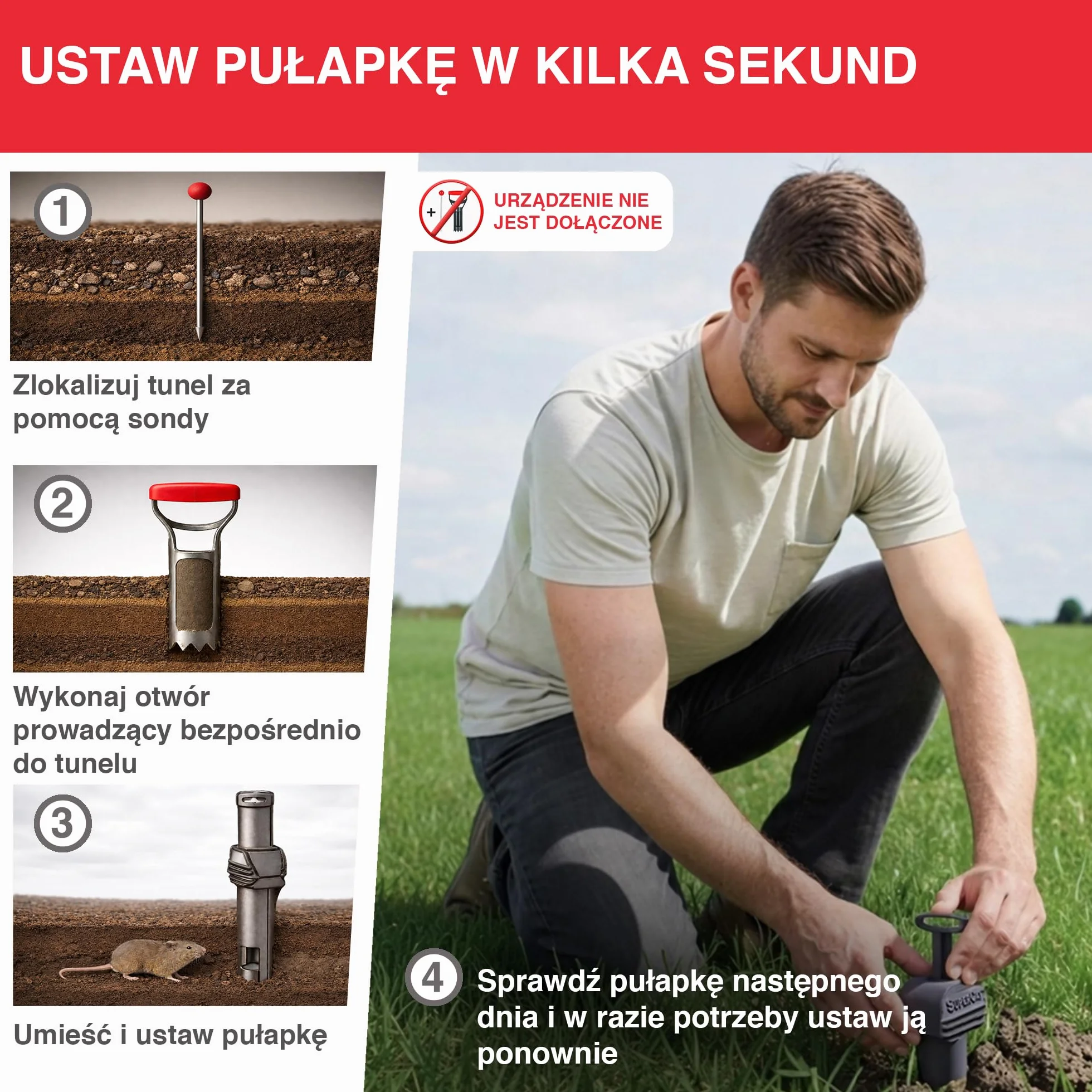 SWISSINNO Pułapka na Nornice PRO SuperCat – Tunelowa Pułapka Zatrzaskowa na Nornice, Czuły Mechanizm Spustowy, Łatwa Instalacja, Wielokrotnego Użytku, do Ogrodu i Trawnika – 1 Sztuka