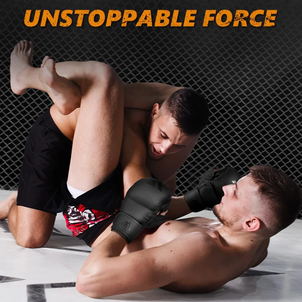 Flintronic Rękawice MMA do sportów walki, treningu grapplingu, kickboxingu, skórzane rękawiczki sparingowe, damskie i męskie do Muay Thai, MMA, sportów walki, kickboxingu