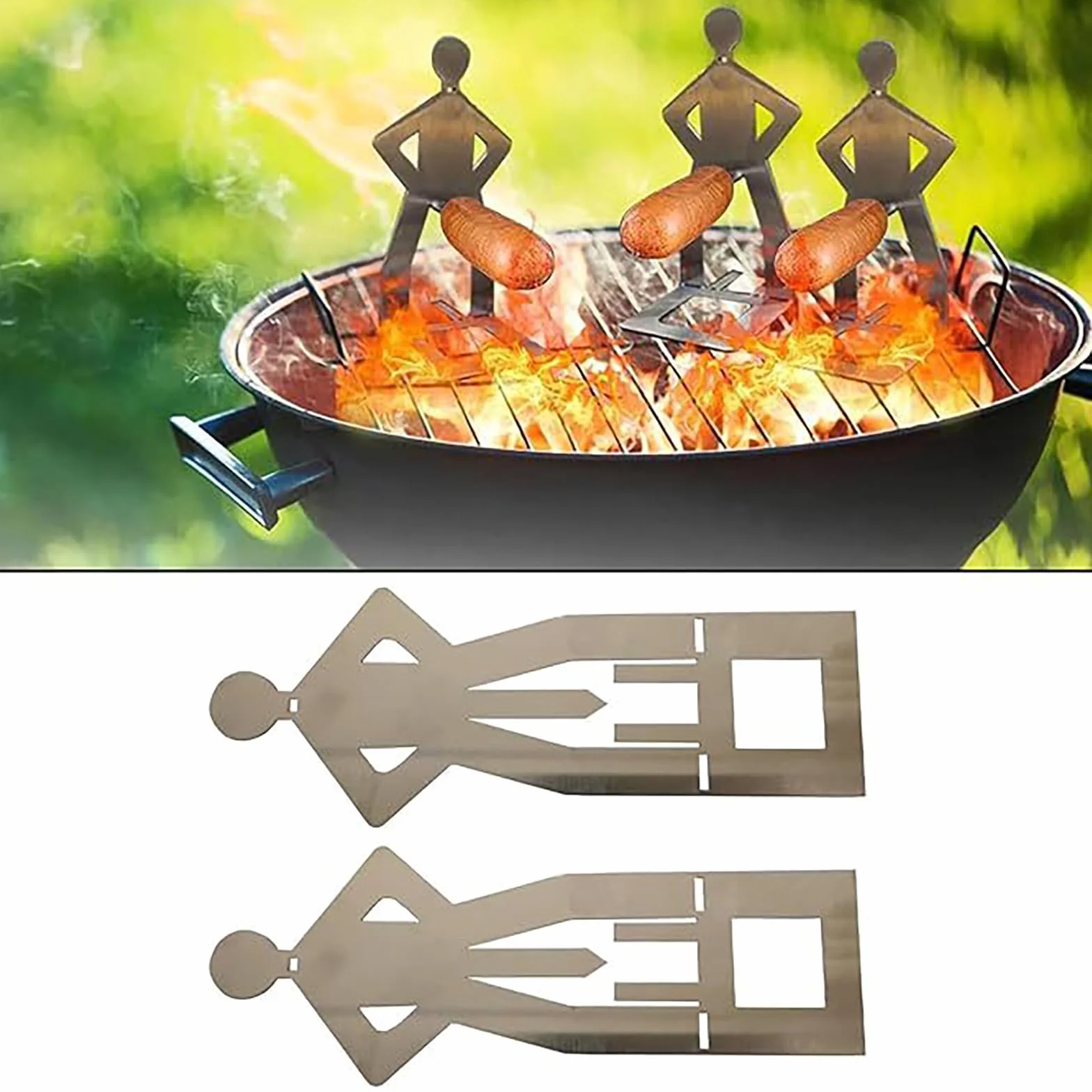 Zabawne hot dogi stojak, 3 szt. uchwyt na kiełbasę ze stali nierdzewnej do grillowania, akcesoria do grilla na świeżym powietrzu, widelec do grilla