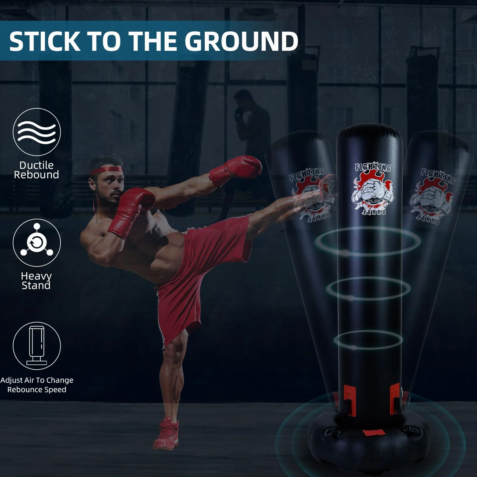 ZERRO worek bokserski 166 cm wolnostojący nadmuchiwany Heavy Duty do boksu kickboxingu MMA