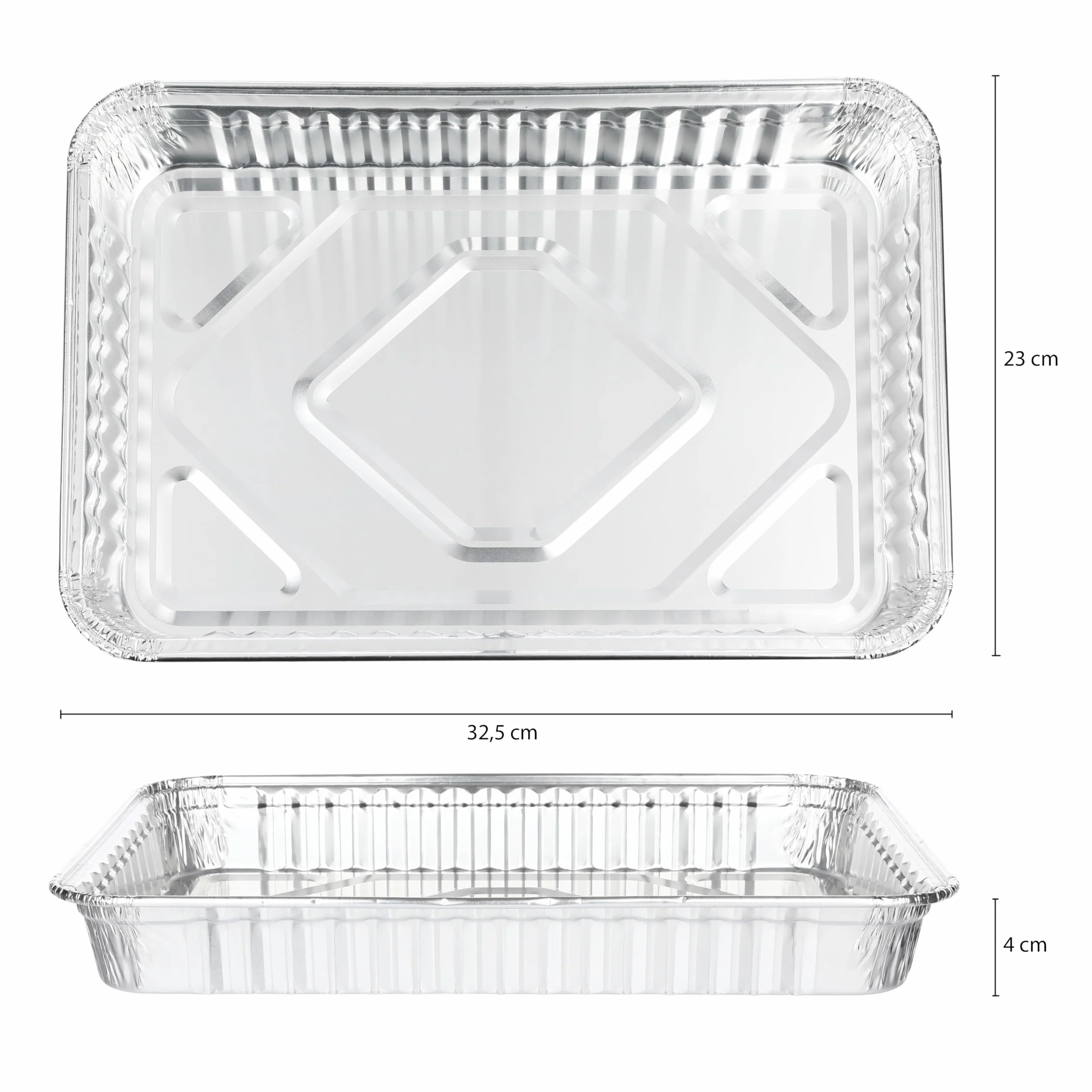 Vaily Aluminiowe tacki ociekowe, duże, 25 sztuk – wegańskie miski aluminiowe, akcesoria do grilla gazowego, węglowego i elektrycznego jako tacka na tłuszcz, 32,5 x 23 cm