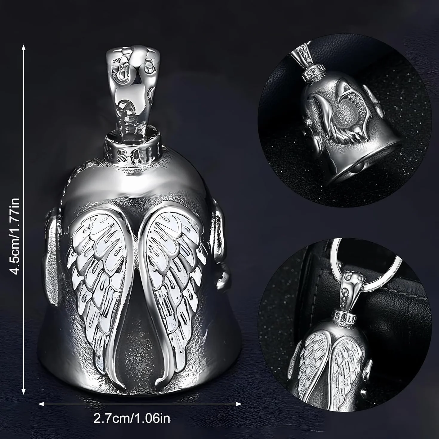 Dzwonek Strażnik Motorrad Glöckchen Amulet ze Stali Szlachetnej Zawieszka Motocykl Chrom Srebrny