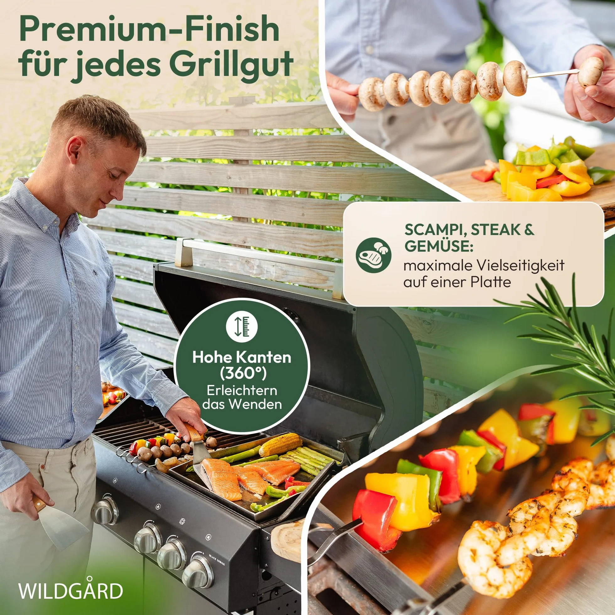 Plancha płyta grillowa z grubej i odpornej na rdzę stali nierdzewnej – 35 x 25 cm – płyta grillowa nadaje się do grilla gazowego BBQ i grilla na węgiel drzewny + 2 x szpatułki do grilla i 5