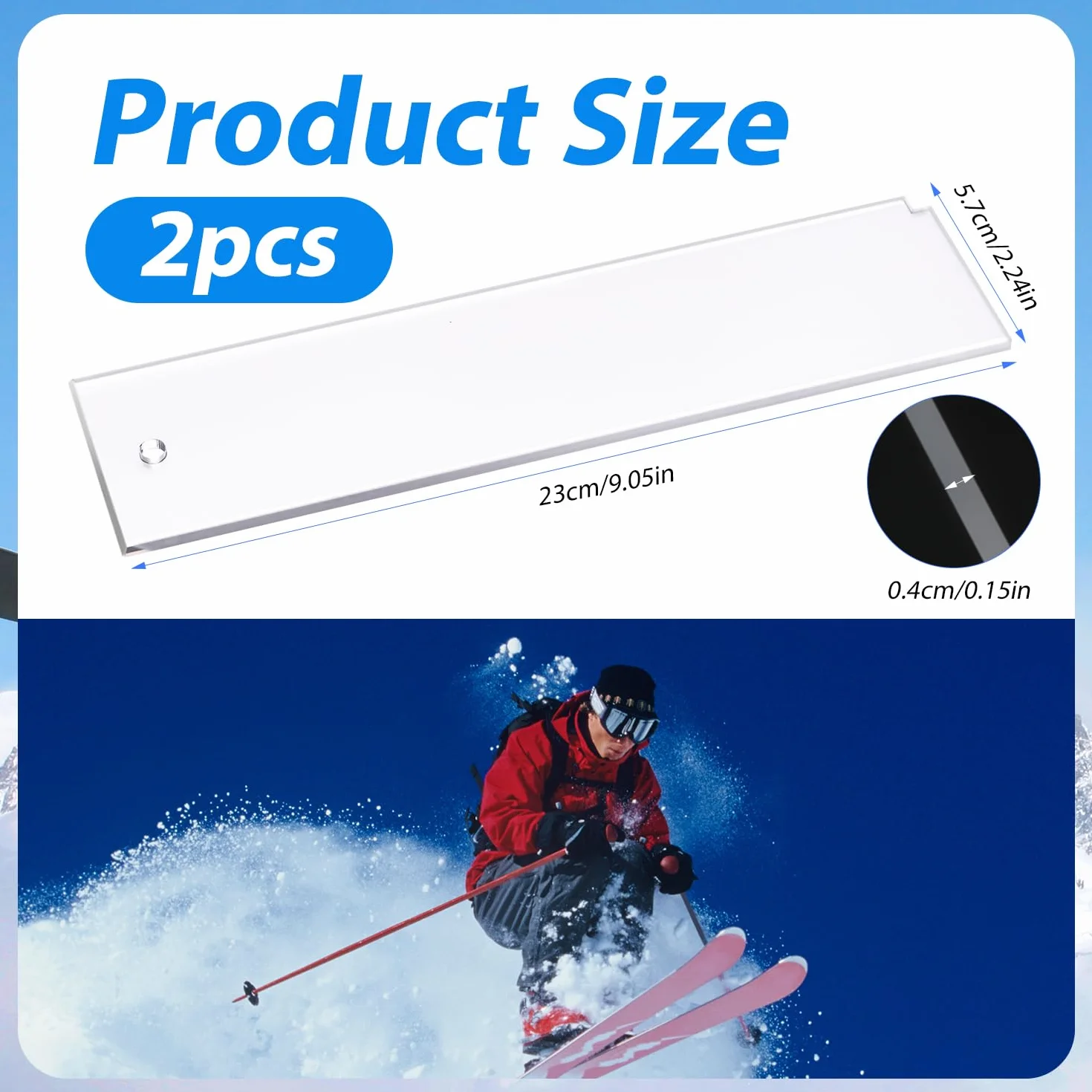 2 Szt. Skrobaczka do Wosku do Nart, 23x5,7cm Skrobaczka do Wosku do Snowboardu Plastik Srodek do Usuwania Wosku do Nart na Zewnatrz Sport Narciarstwo Snowboard Konserwacja Narzedzie