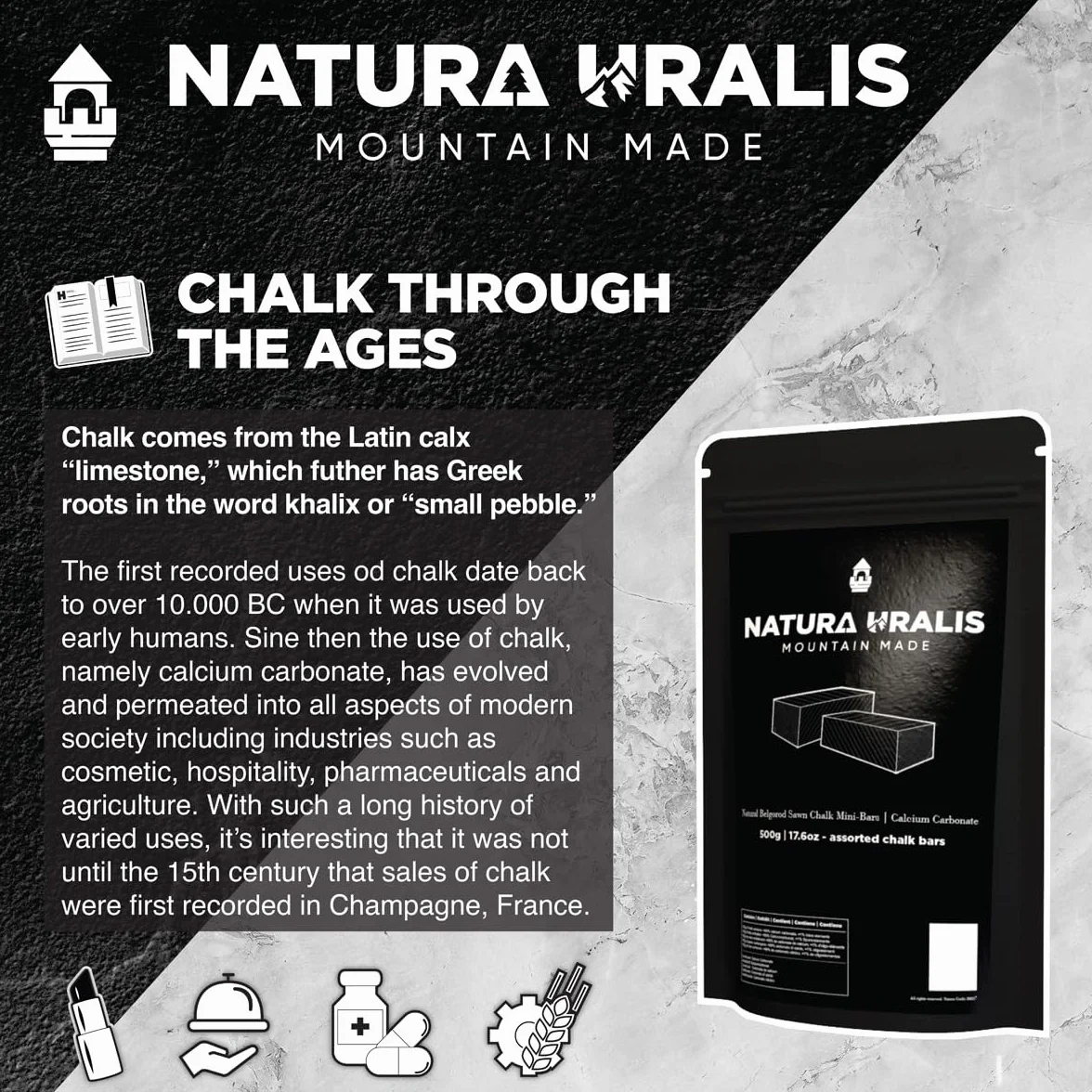 Natura Uralis Mini Batony z Premium Kreda Belgorodzka | 500g Białej Kredy - Niesamowity Chrup, Aksamitna i Zwarta Tekstura, ASMR, Naturalny Węglan Wapni