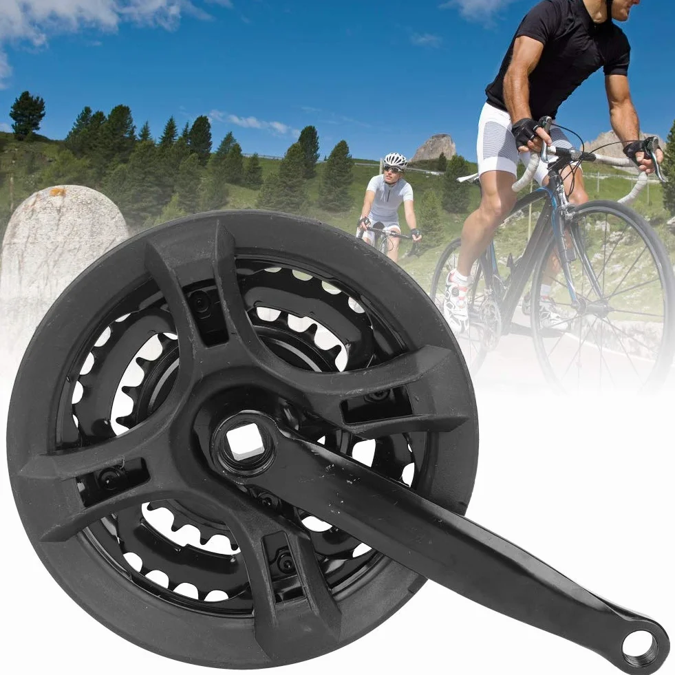 Keenso Korba korbowa ze stali wysokowęglowej, 24-34-42T zęby zestaw korbowy do roweru górskiego 170 mm do 21/24/27 prędkości rower górski elementy układu napędowego Rowery i części zamienne Rowery i