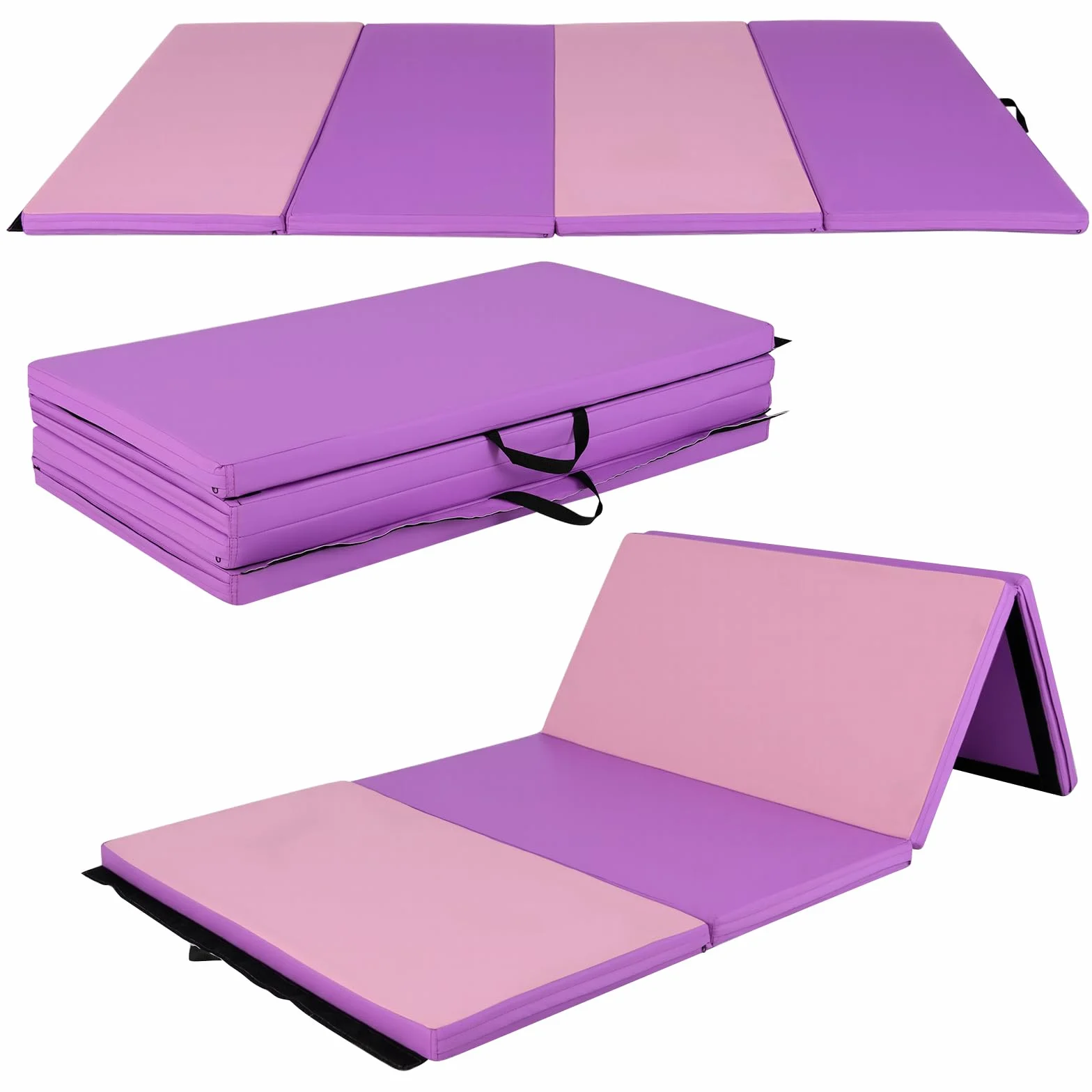 Costway składana mata gimnastyczna 240x116x5 cm z rzepami i uchwytami