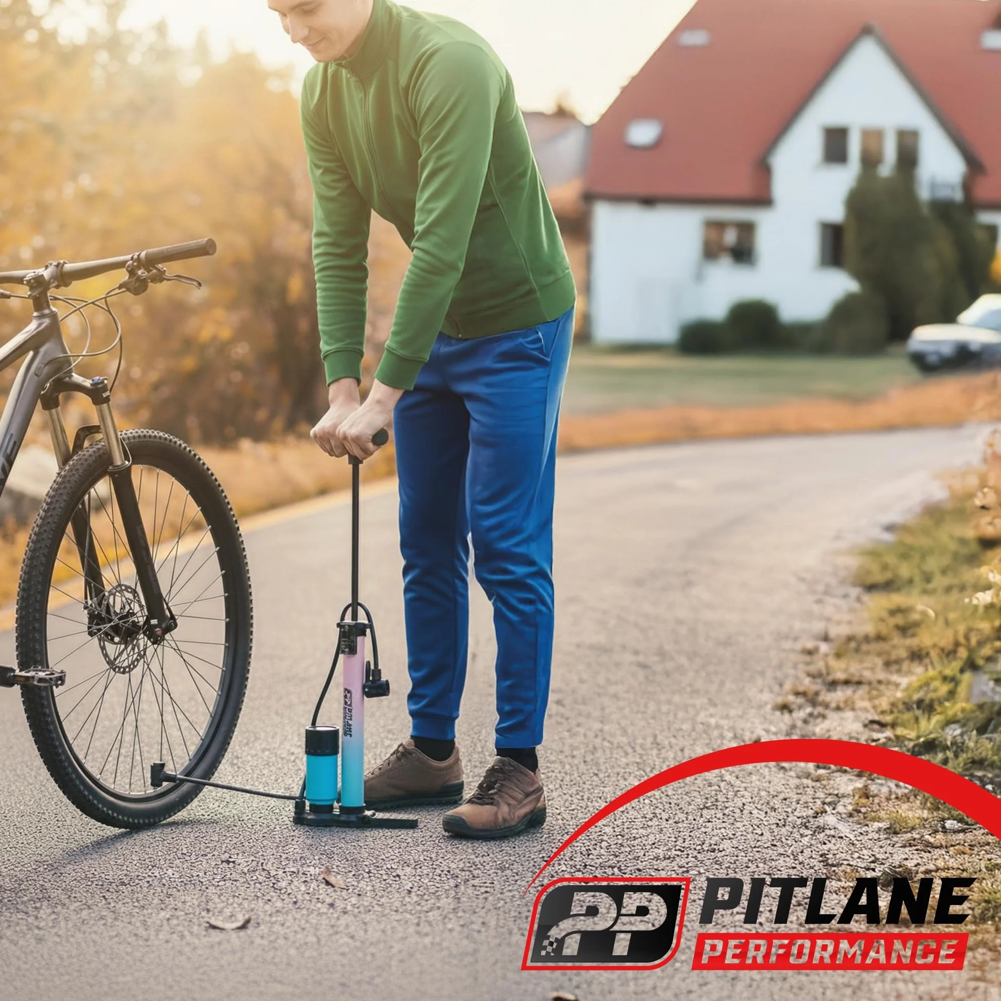 Pompka rowerowa stacjonarna z manometrem 11 Bar 42 cm do zaworów Presta Schrader Dunlop