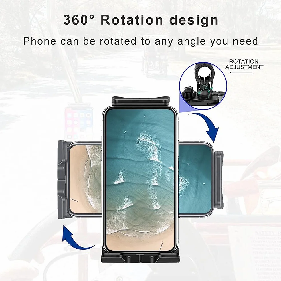 Regulowany uchwyt na telefon do wózka golfowego z obrotową głowicą 360°