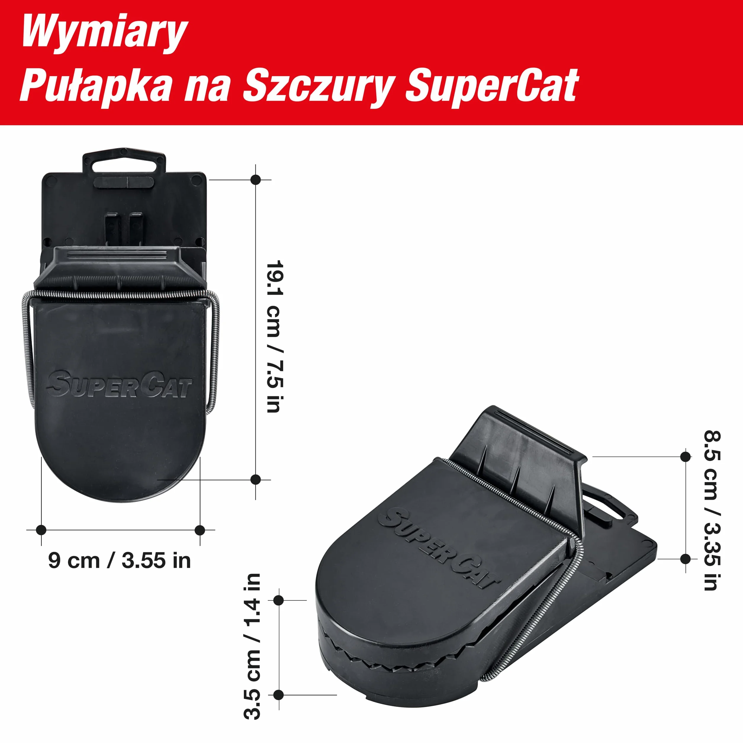 SWISSINNO Pułapka na szczury SuperCat – 1 pułapka + 2 strzykawki z przynętą – Patentowany system – Gotowa do użycia – W zestawie wymienne przynęty orzechowe - Skuteczne łapania gryzoni