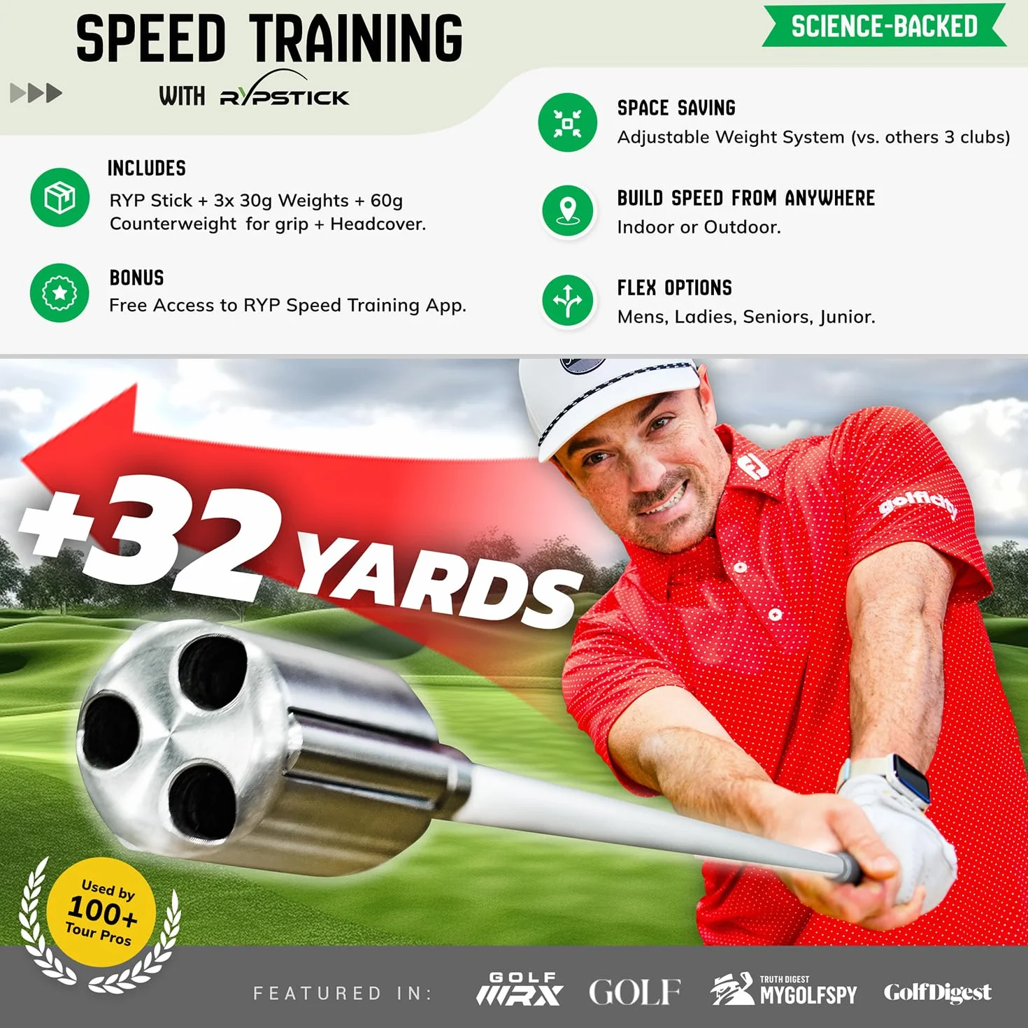 Rypstick Golf Distance Trainer Speed Device Warmup Aid 114 cm