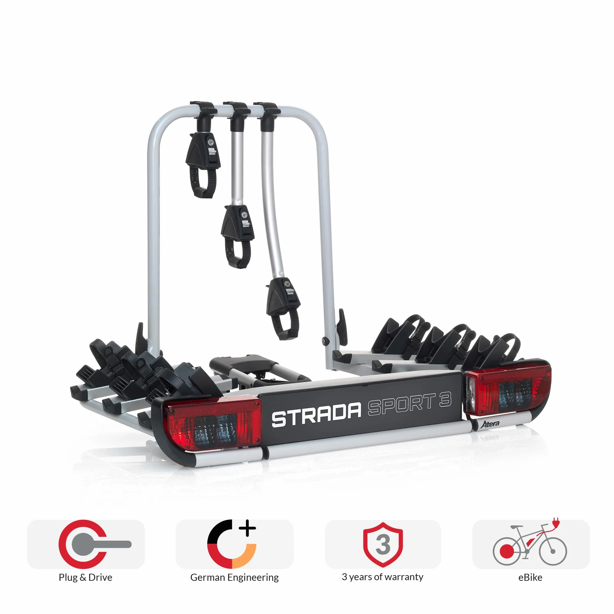 Atera 022 685 Bagażnik Rowerowy na Hak, Srebrny, Czarny