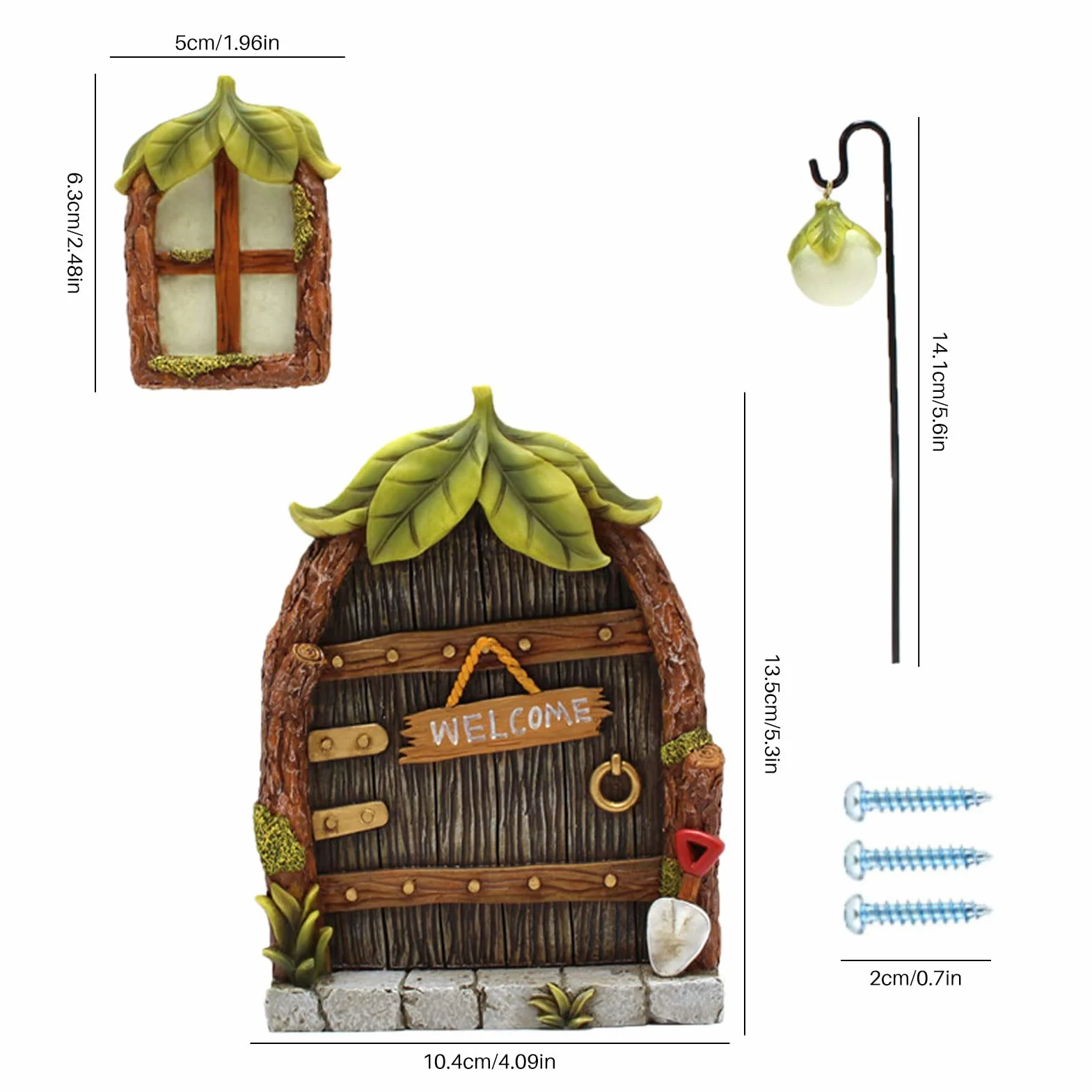4 sztuki drzwi wróżek do ogrodu, dekoracja ogrodowa, miniaturowa dekoracja ogrodowa, drzwi i okna z żywicy, zawieszka, ogród wróżki, drzwi wejściowe, drzwi i drzwi, elf dom do rzeźby