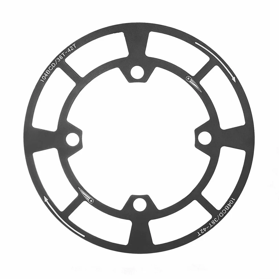 Aluminiowa osłona łańcucha 104BCD do rowerów górskich z czterema otworami montażowymi pasuje do standardowych śrub do konfiguracji 32T 34T 36T (czarny-38T-42T)
