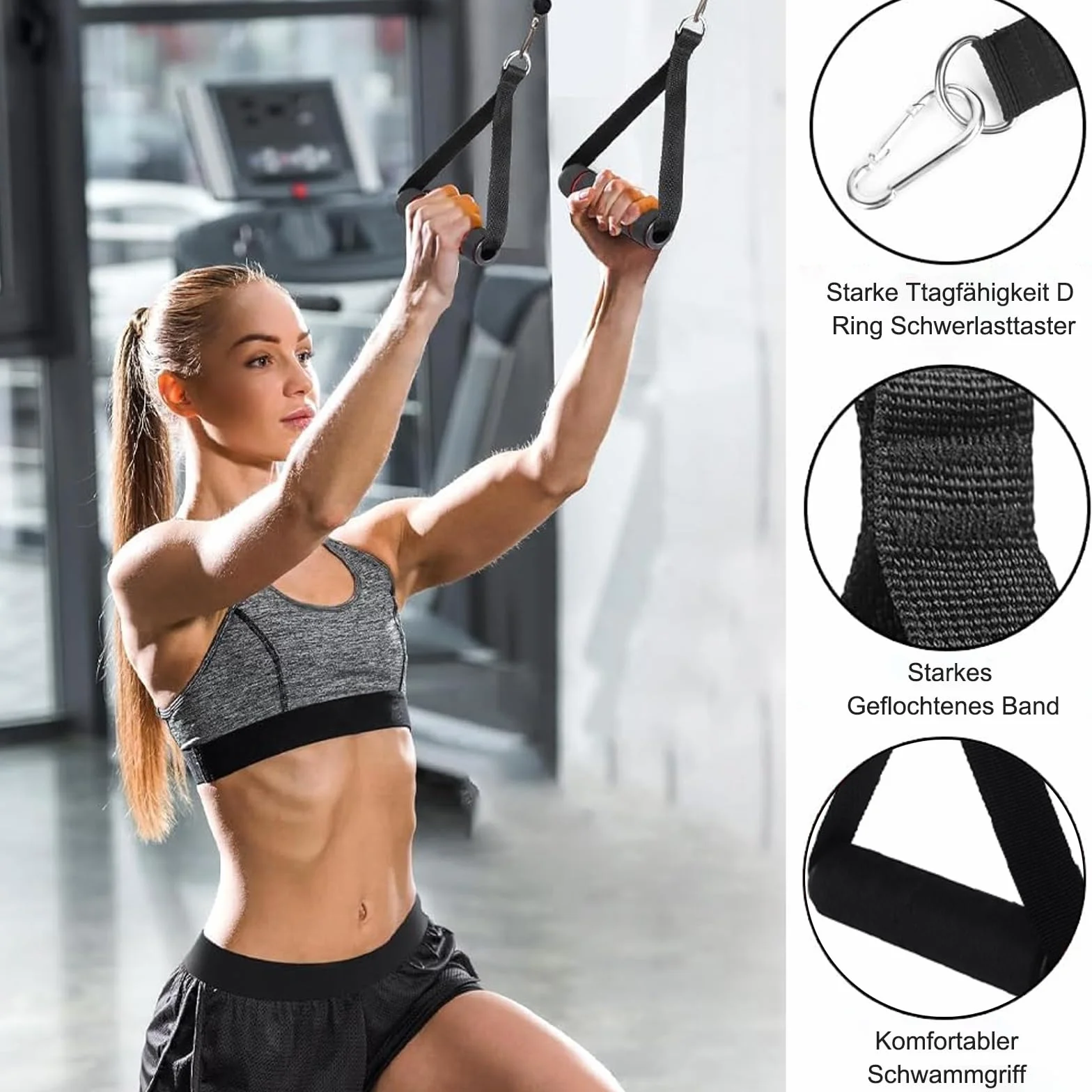 Uchwyt jednoręczny do taśm fitness 2 sztuki czarny