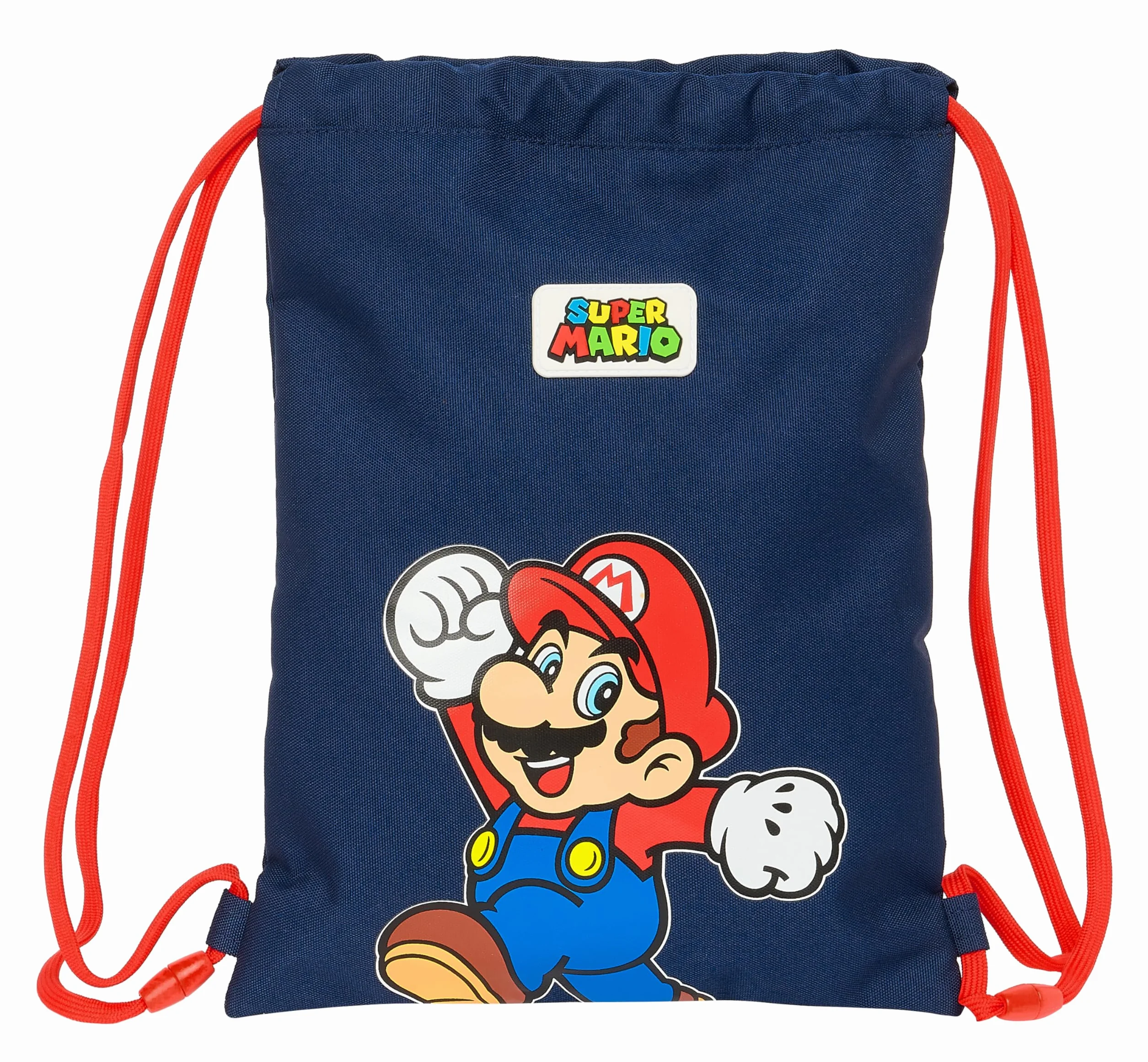 SUPER MARIO WORLD Plecak z płaskim workiem, idealny dla dzieci w różnym wieku, wygodny i wszechstronny, jakość i wytrzymałość, 26 x 34 cm, granatowy, Granatowy, Estándar, Casual