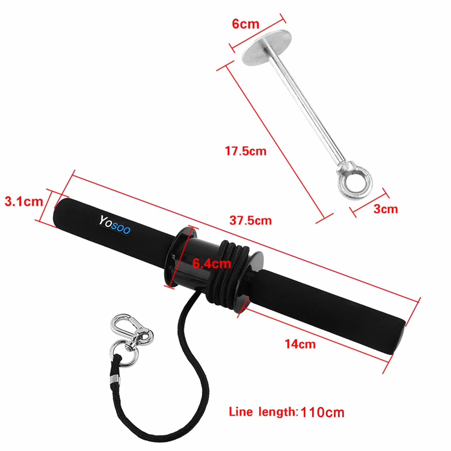 Yosoo Trenażer pod pachami do ćwiczeń siły ramion 9,5 kg, długość linki 39 cm
