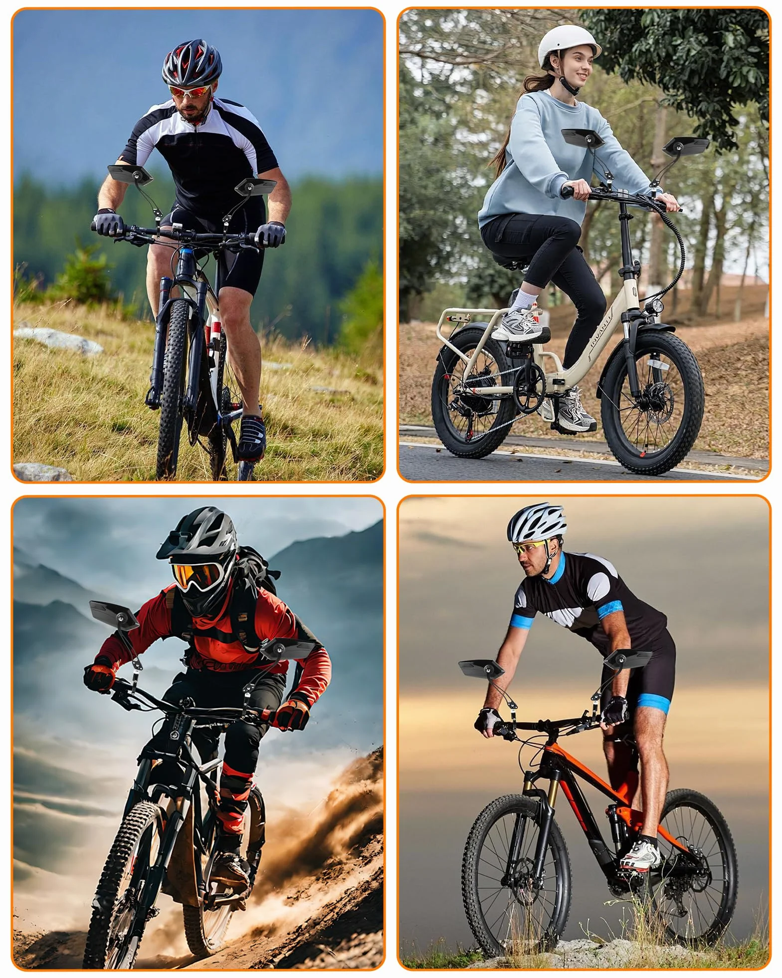 Lusterko rowerowe – lusterko wsteczne do roweru, 2 sztuki – regulowane 360°, lusterko na kierownicę do skutera elektrycznego/roweru elektrycznego, kompatybilne z kierownicą 22-24 mm, łatwy montaż, w