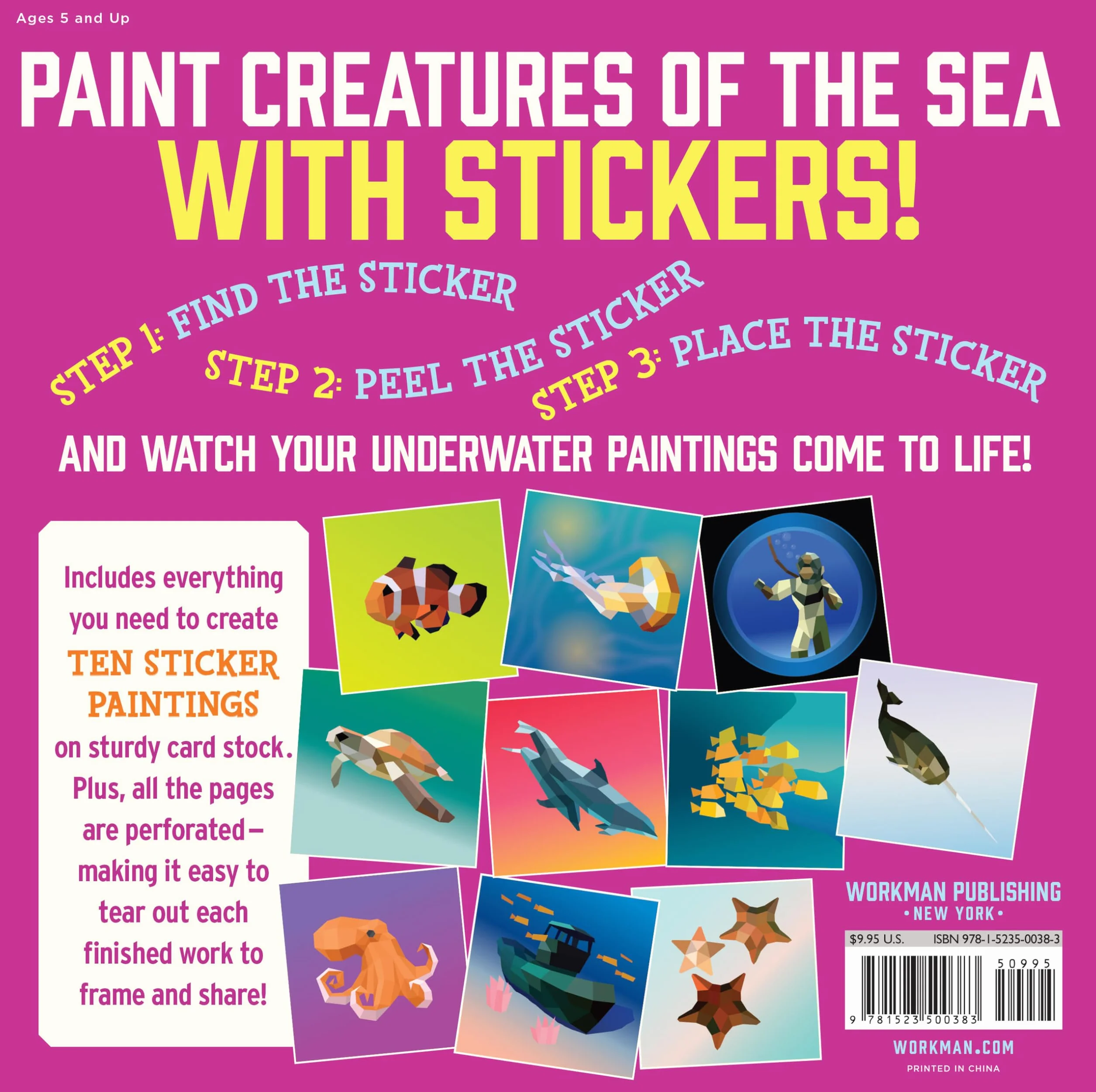 Paint By Sticker Kids: Under The Sea: Create 10 Pictures One Sticker At A Time!