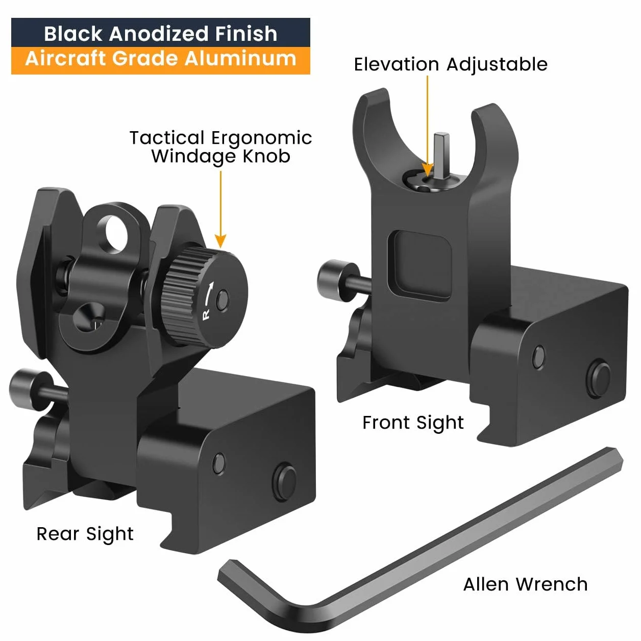 Feyachi S09 Flip Up Iron Sights Odchylane przednie i tylne przyrządy celownicze z czerwoną i zieloną kropką Picatinny Backup Sight Set