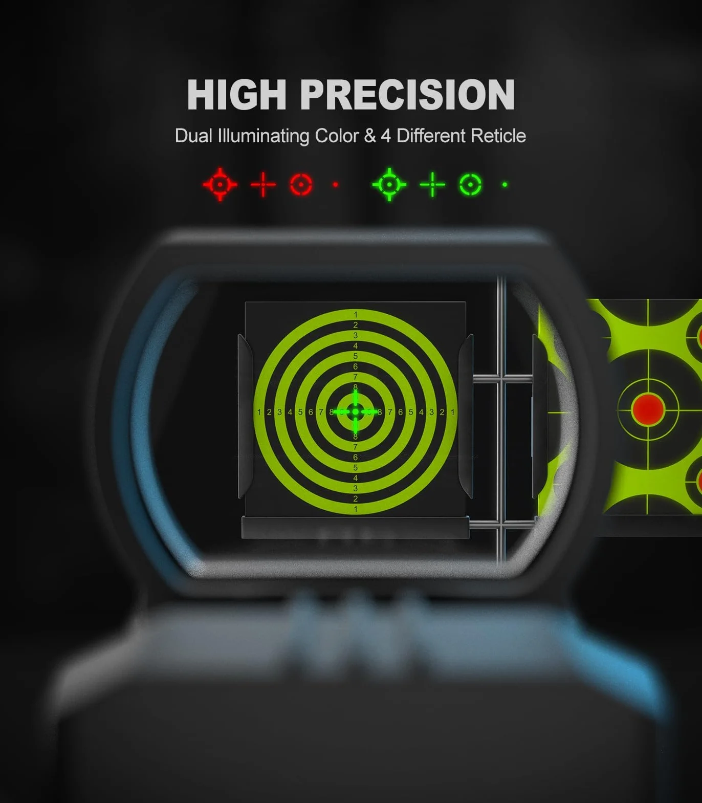Feyachi Reflex Sight Red Green Dot Optics 4 reticoli regolabili Sight con pulsante di regolazione della luminosità