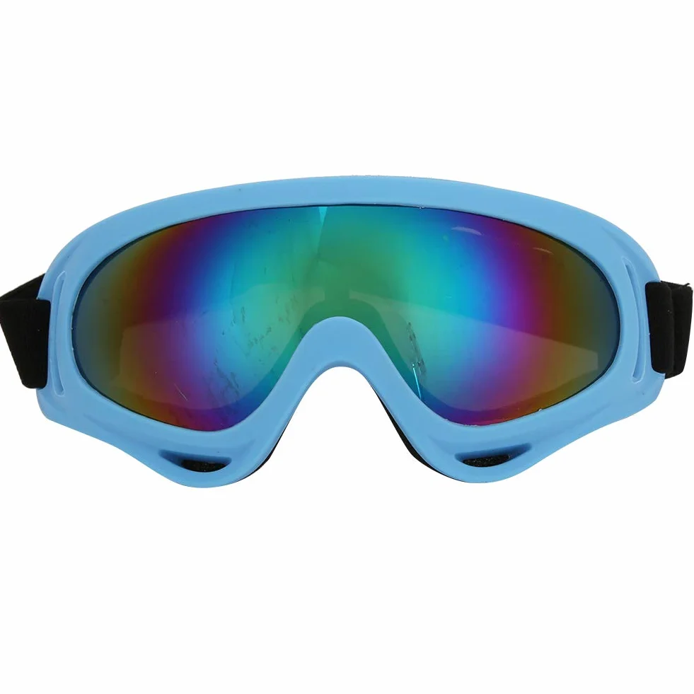 Gogle Narciarskie, PC Dzieci Wiatroszczelne Okulary Narciarskie, Gogle Snowboardowe i Motocyklowe, Lekkie, Szerokie Pole Widzenia, Unisex Outdoor Sports Gogle(Kolorowy film w kolorze jasnoniebieskim)