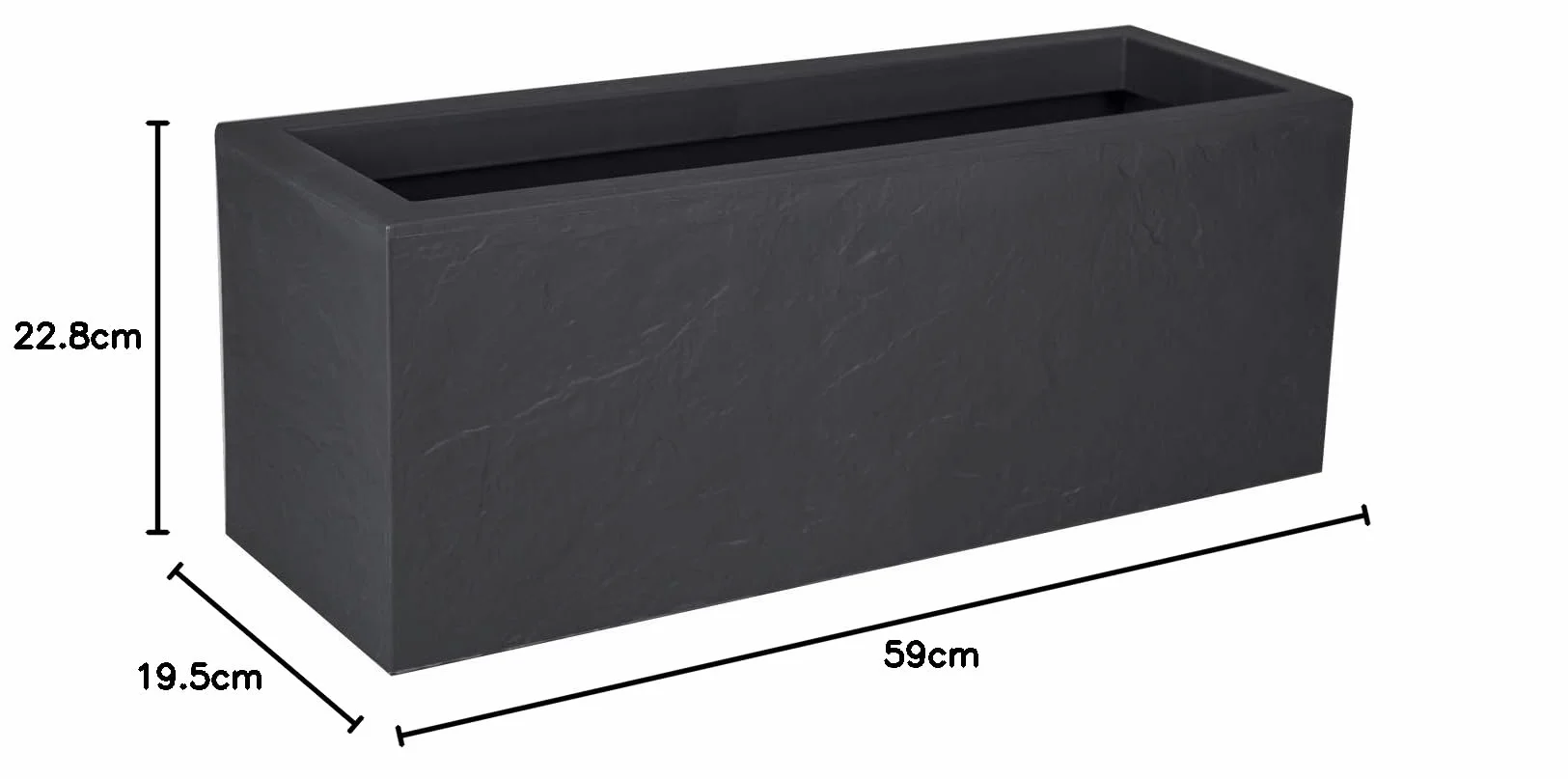 EDA - Volcania'Up skrzynka balkonowa 25 l – wygląd kamienia – jednościenna – strefa zbierania wody – 59 x 19,5 x 22,8 cm – antracytowo-szara