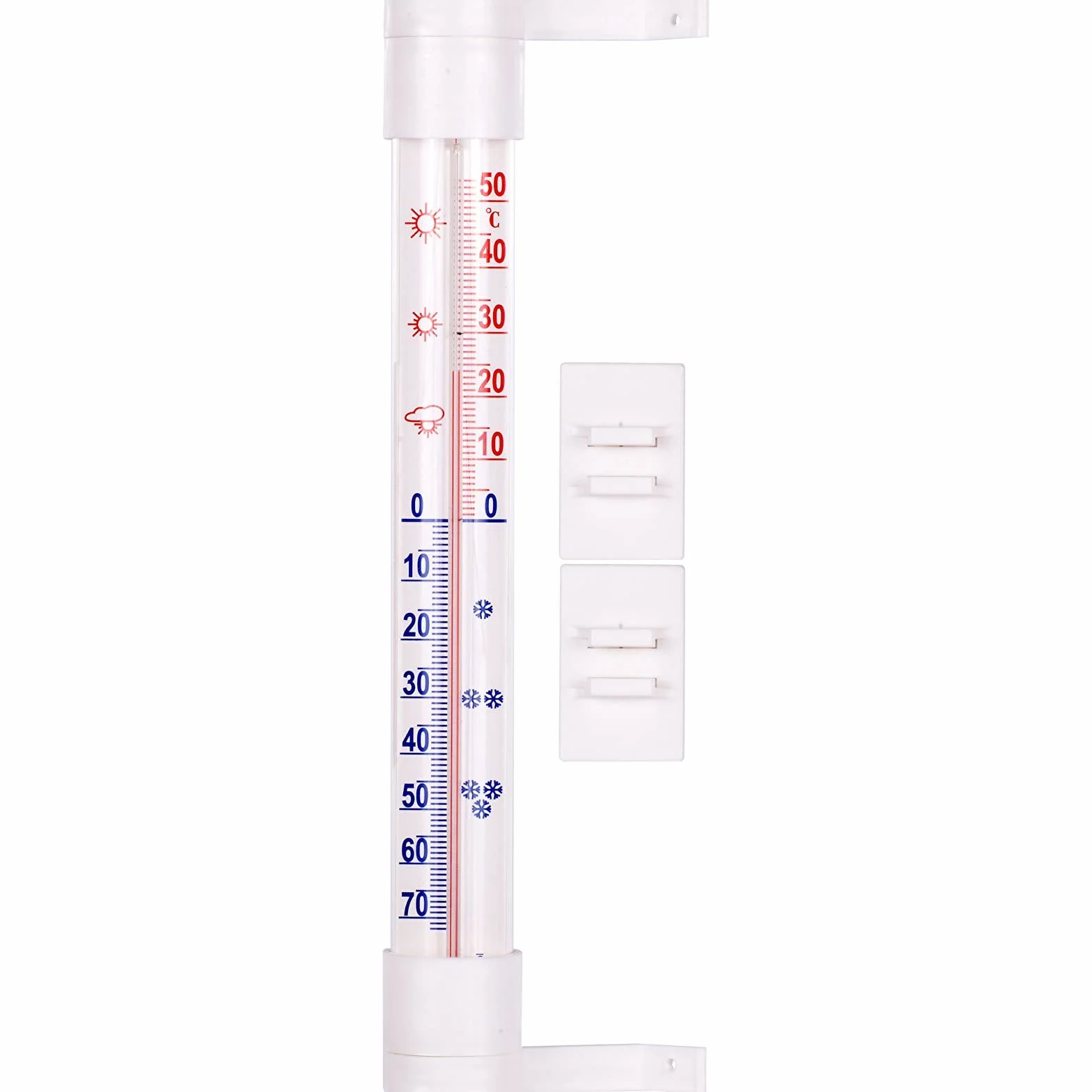 Browin 020500 Klasyczny termometr zaokienny 23 cm, termometr na zewnątrz, do ogrodu, zakres temperatur - 50 do + 50°C, biały