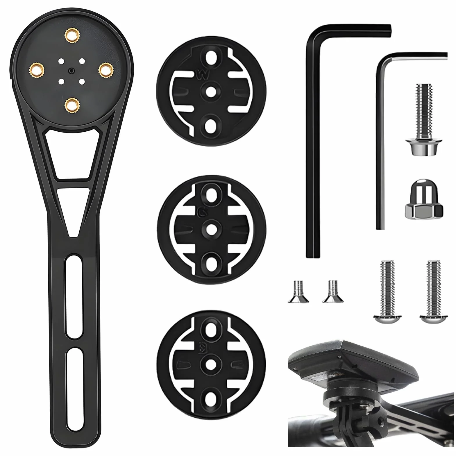 Fahrrad Halterung dla Aero Lenker, wbudowany uchwyt na komputer rower wyścigowy dla Garmin Edge, zintegrowany pasek ręczny z przodu Combo Mount Kompatibel mit Garmin Edge Wahoo Elemnt