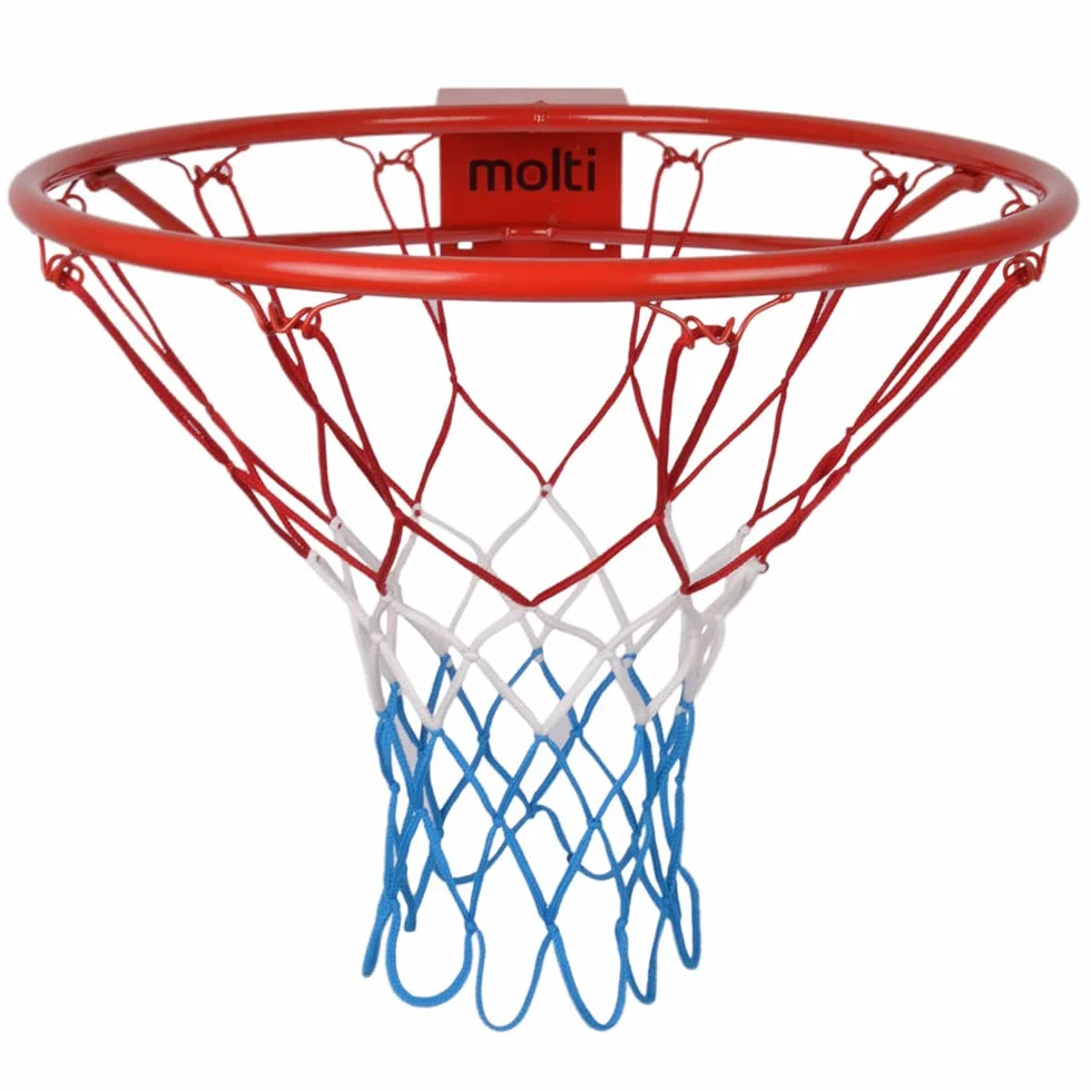 molti HangRing zestaw kółek do koszykówki, Ø 45 cm, Ø 37 cm, z piłką, koszem do koszykówki, siatką do koszykówki i śrubami mocującymi, gra w koszykówkę, sport zespołowy do użytku wewnątrz i