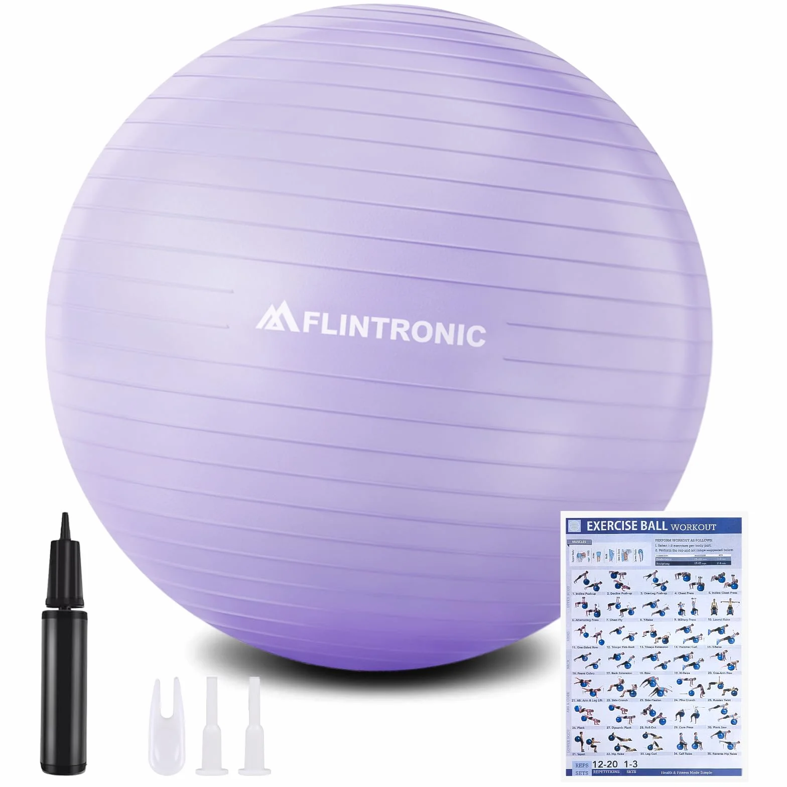 Flintronic Piłka do jogi 65 cm gruba z pompką ręczną do fitnessu i pilatesu