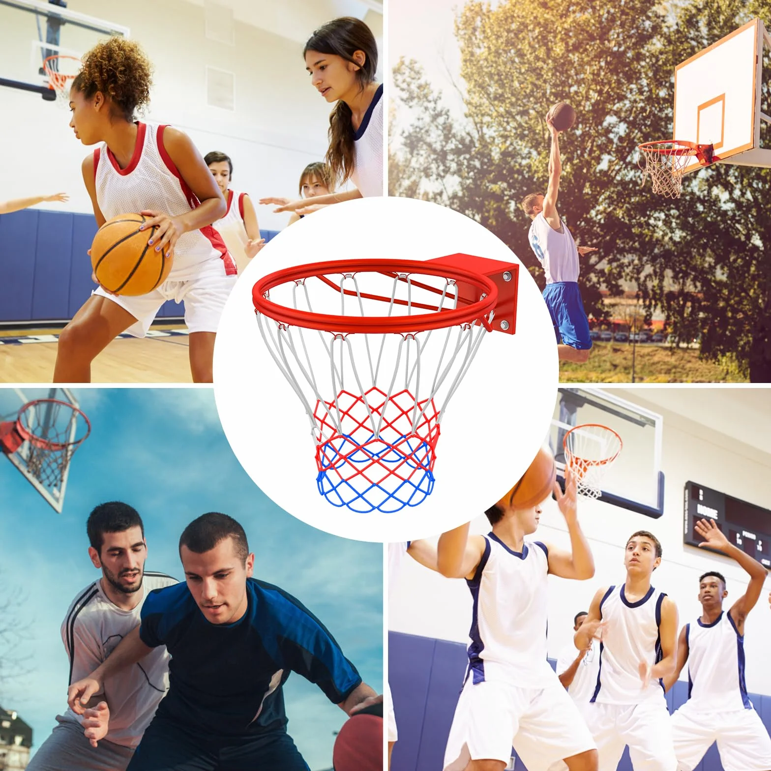 Obręcz do koszykówki Heavy Duty Net Basketball Nylon 2 sztuki