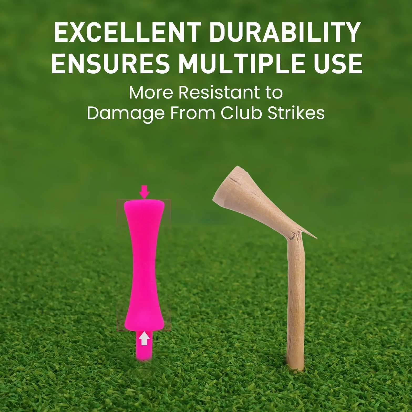 Plastikowe tee golfowe 57 mm 100 sztuk różowe do ćwiczeń i treningu