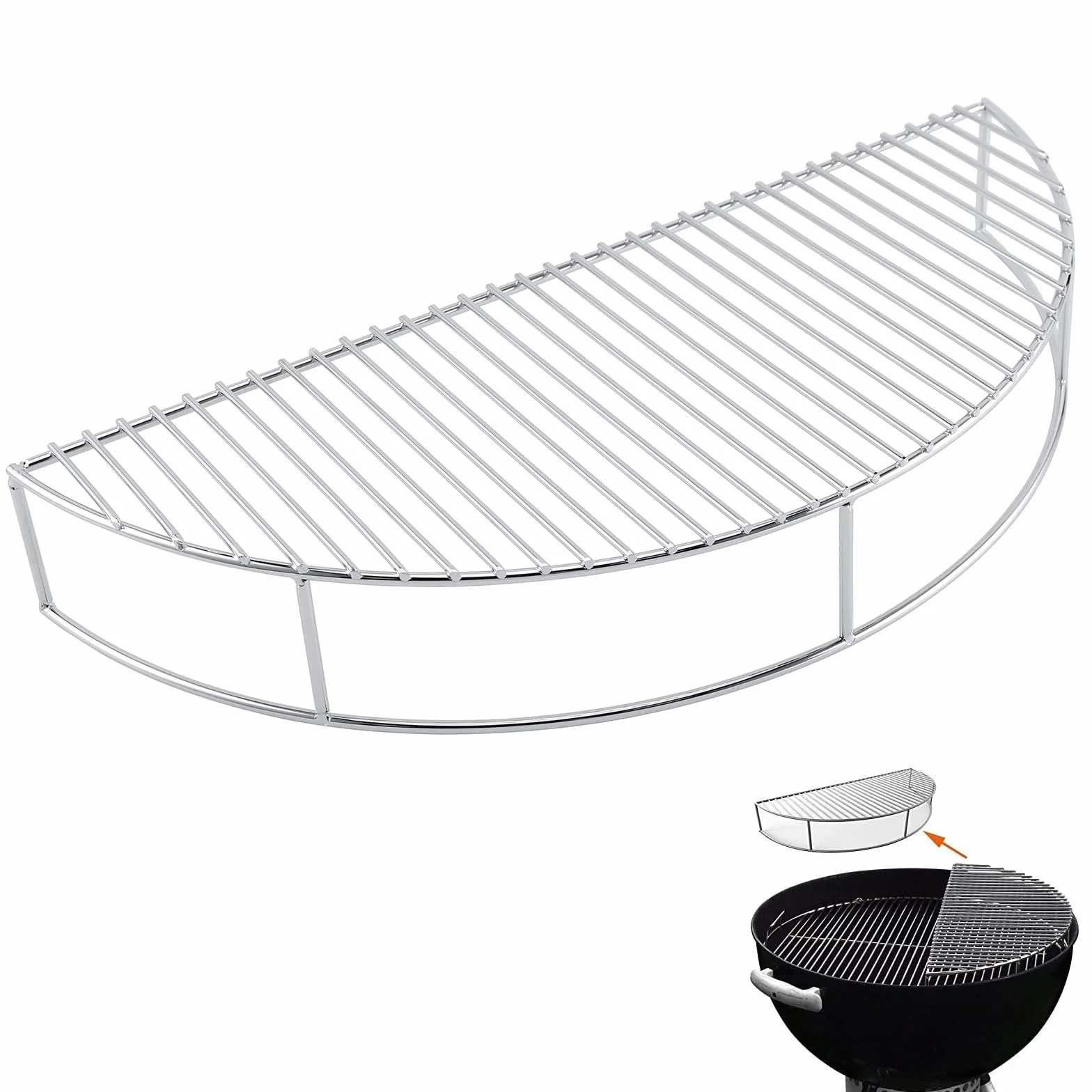 GFTIME 8836 52,3 cm Siatka grzewcza do Weber 57 cm Grill węglowy, chromowane części do grilli węglowych Weber duże jednym dotknięciem, węgiel drzewny Bar-B-Kettle, wędzarnia do wędzenia górskiego