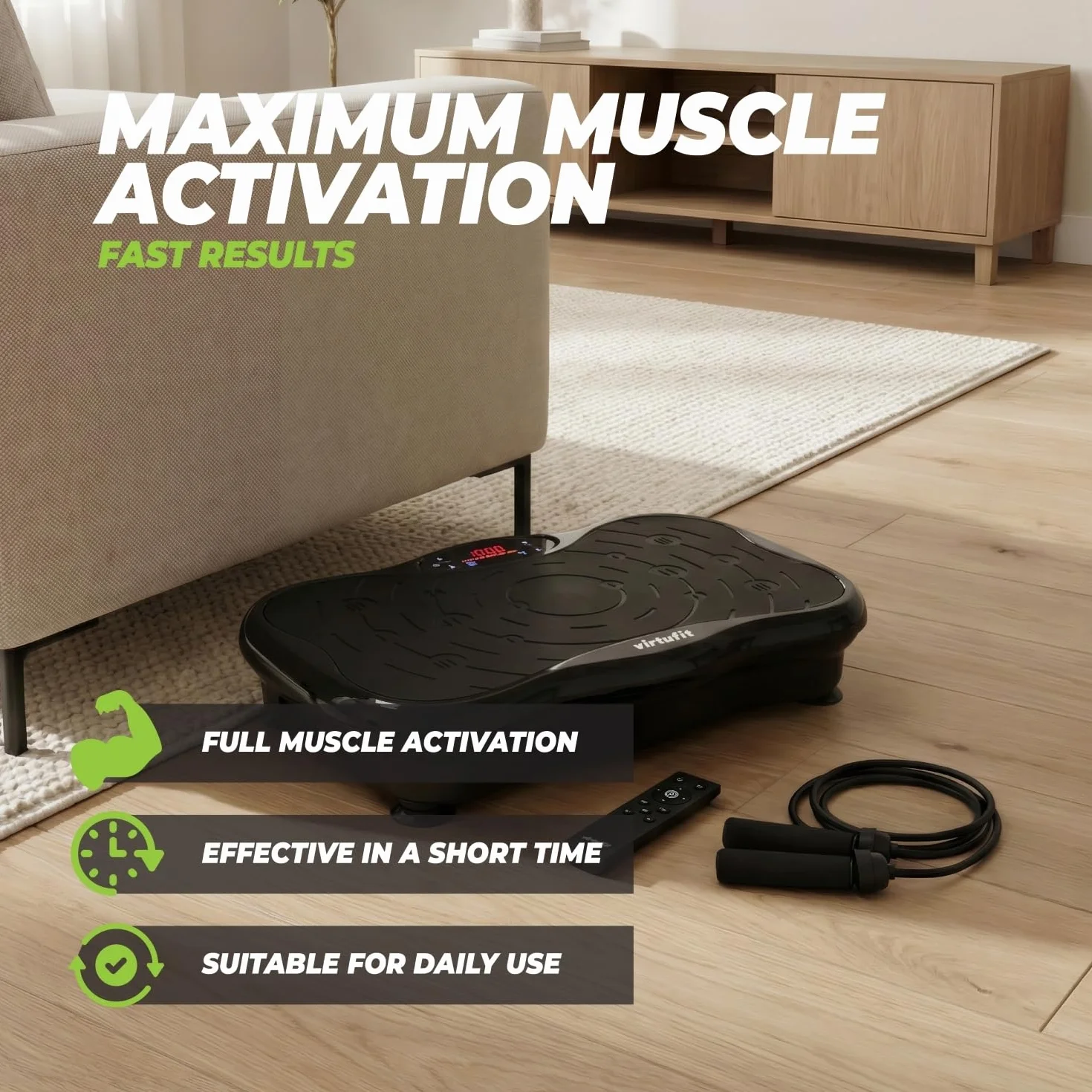 VirtuFit Płyta wibracyjna fitness – Fitness Powerplate – 10 programów treningowych – 99 stopni prędkości – urządzenie do treningu wytrzymałościowego