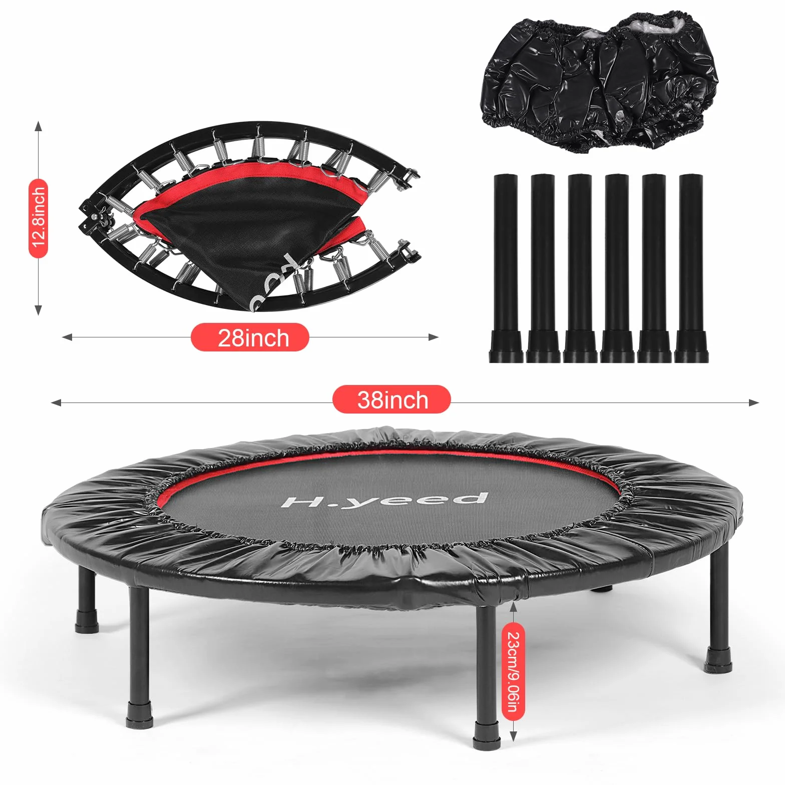 H.yeed Składana trampolina fitness dla dorosłych, maksymalne obciążenie 100 kg